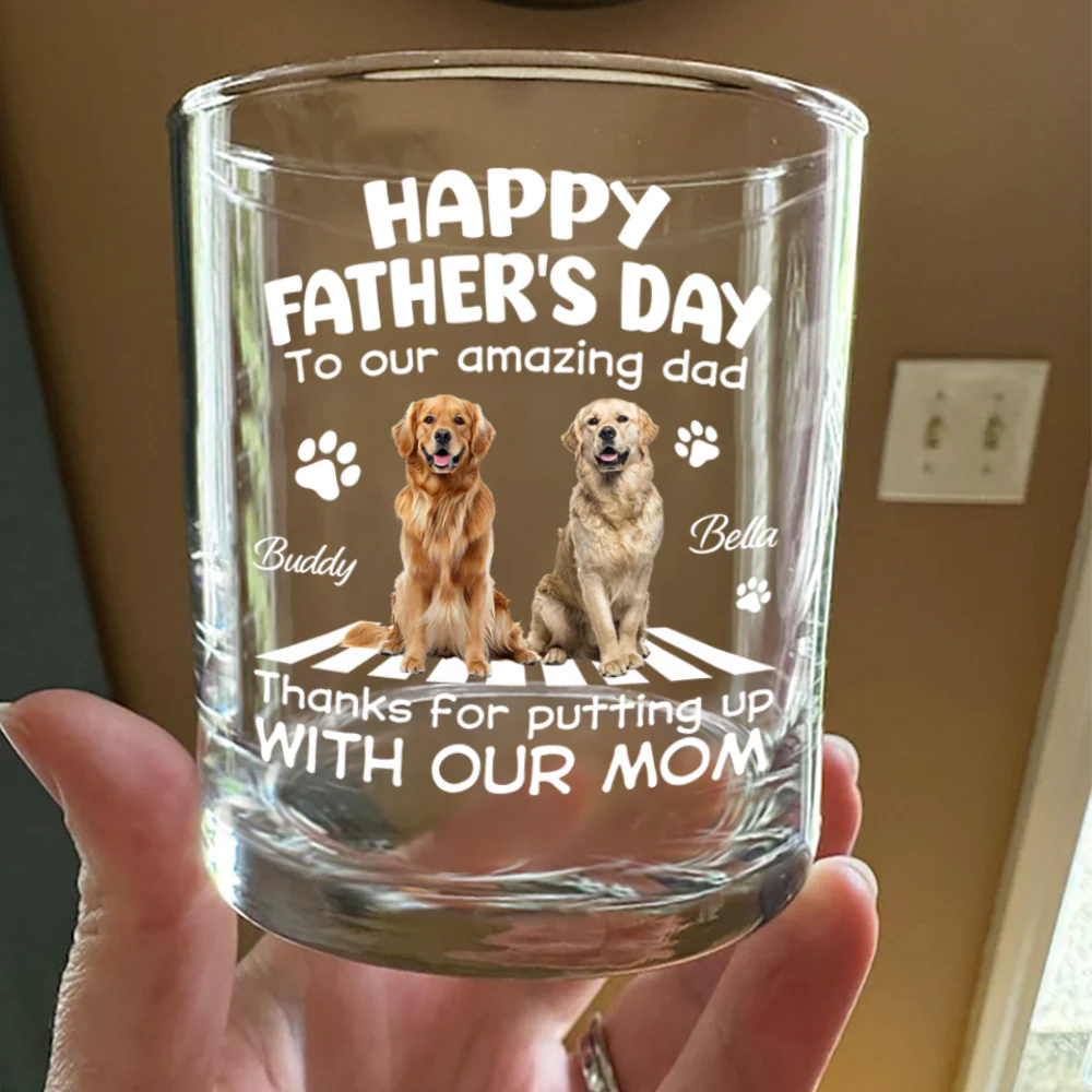 Custom Dog Happy Father’s Day To Our Amazing Dad Whiskey Glass Gift For Dog Dad HO82 902508 - Image 4
