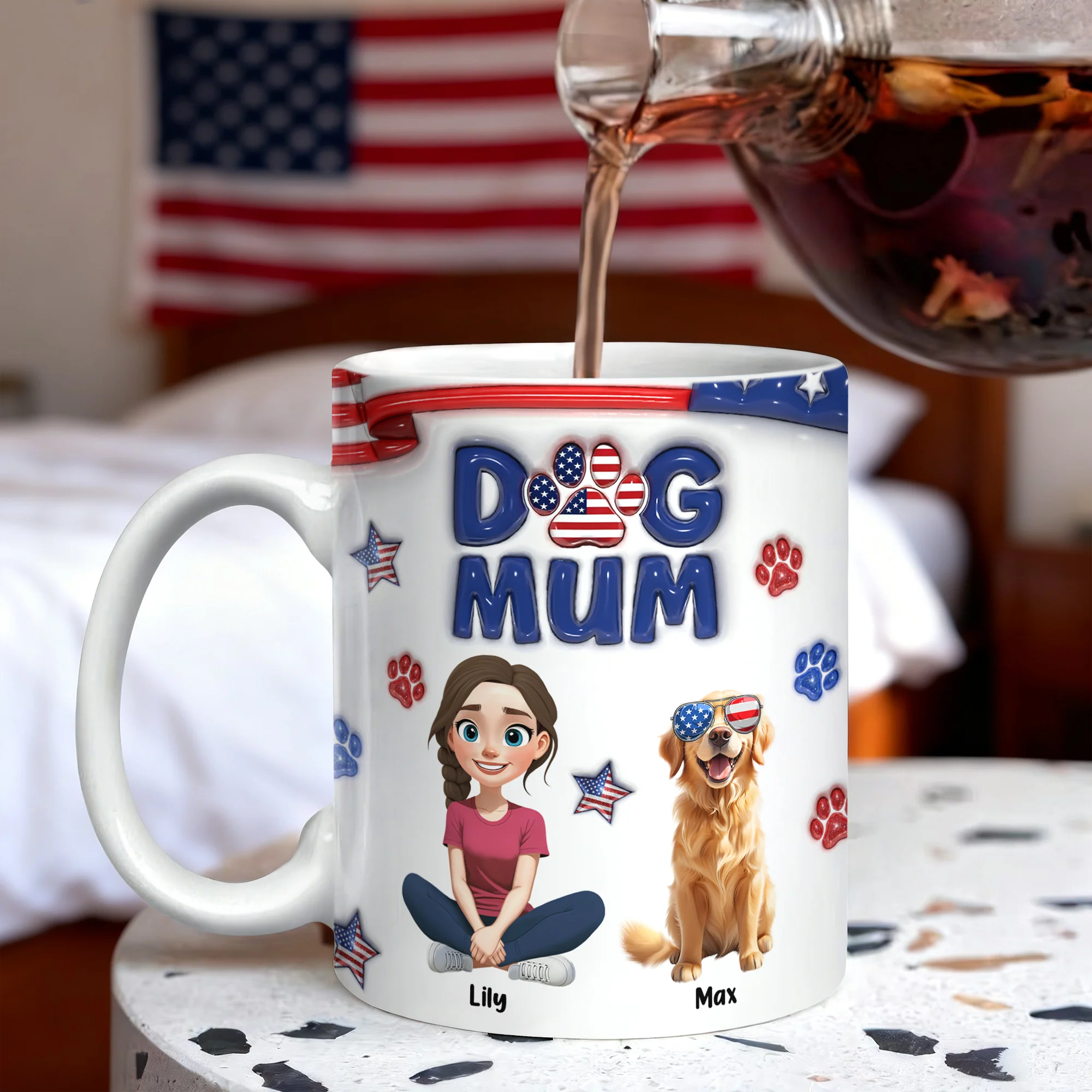Custom Dog Mom & 3D Dog US Flag Personalized 3D Inflated Effect Printed Mug HA75 920566 - Image 10