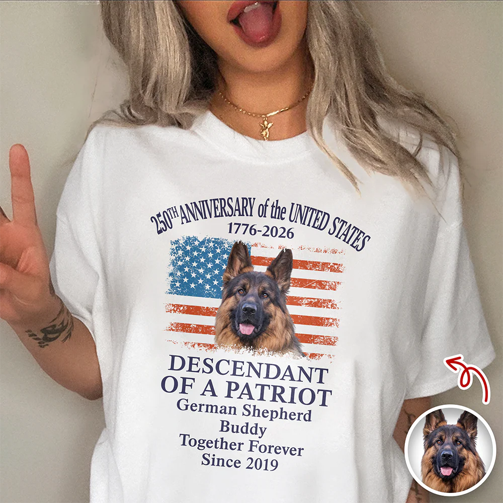 Custom Dog Photo Descendant of a Patriot USA 250th Anniversary 1776–2026 Comfort Shirt TH10 169437 - Image 7