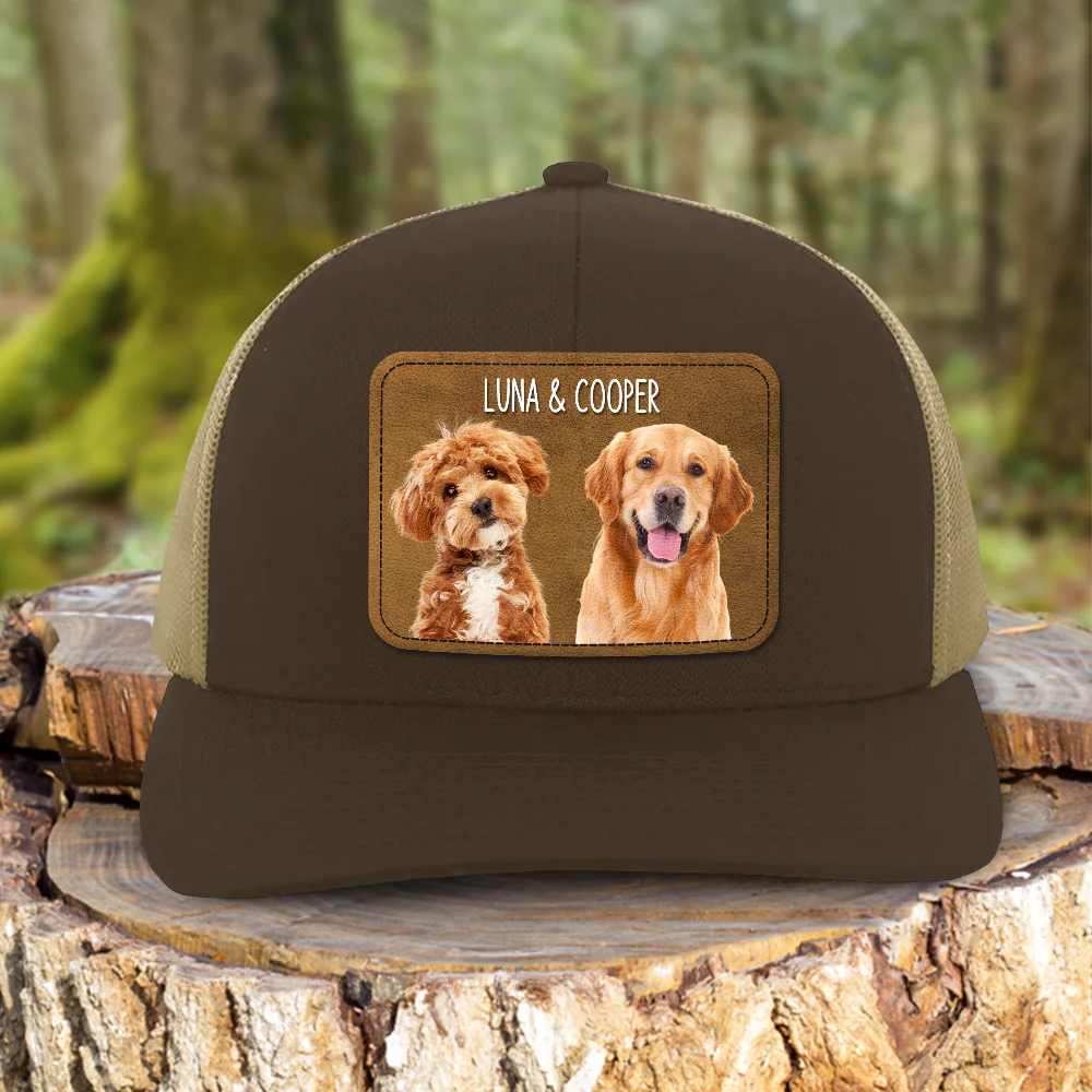 Custom Dog Photo Leather Patch Hat - Personalized Pet Lover Gift LM32 668965