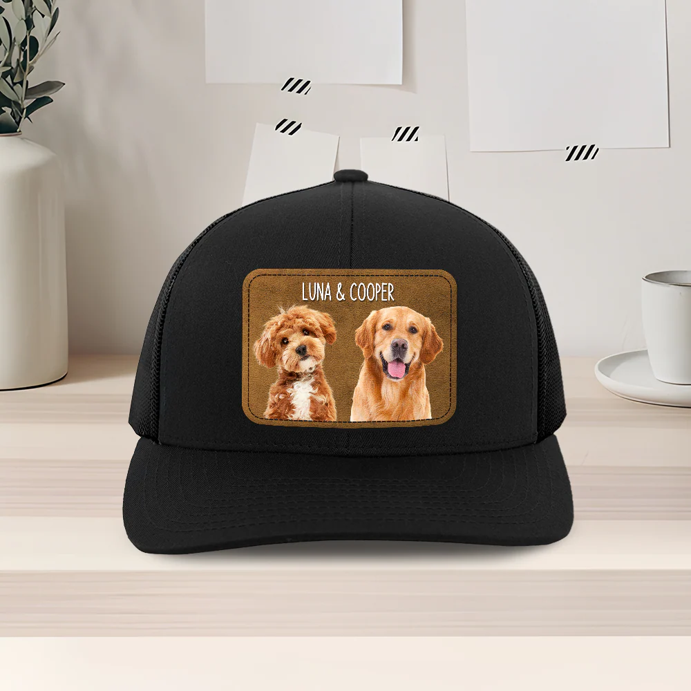 Custom Dog Photo Leather Patch Hat - Personalized Pet Lover Gift LM32 668965 - Image 3