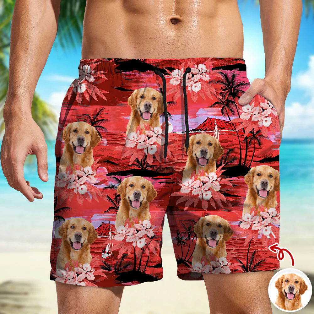 Custom Dog Photo Tropical Summer Pattern Beach Short HO82 902386 - Image 2