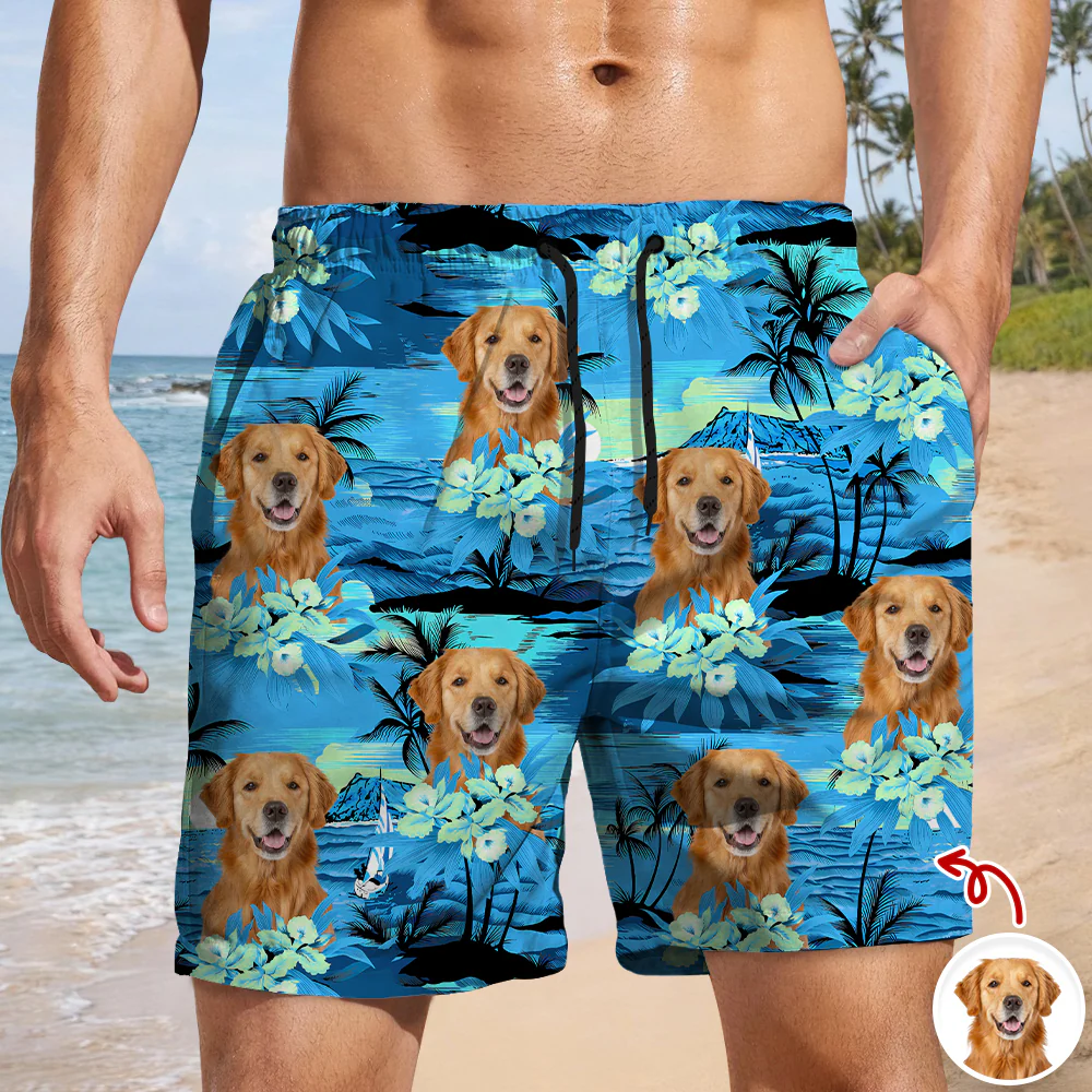 Custom Dog Photo Tropical Summer Pattern Beach Short HO82 902386 - Image 5