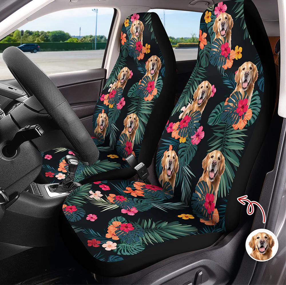 Custom Dog Photo Tropical Summer Pattern Car Seat Cover HO82 902390 - Image 6