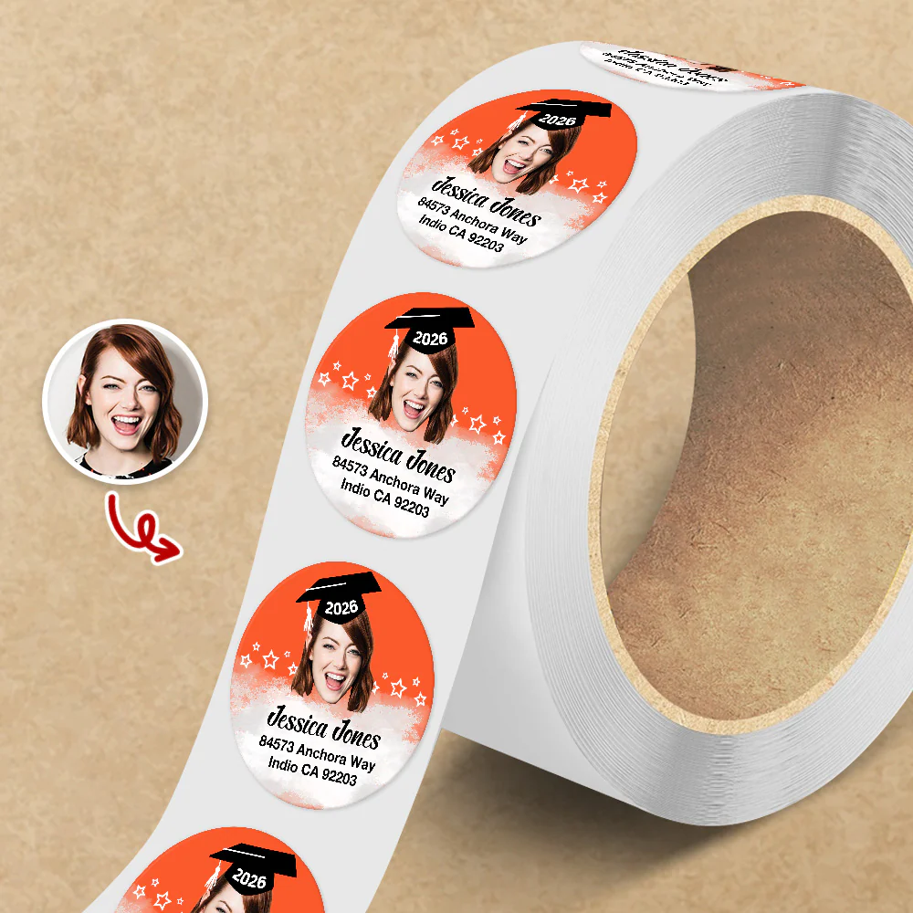 Custom Face Graduation 2026 Return Address Personalized Roll Sticker HA75 920446 - Image 5