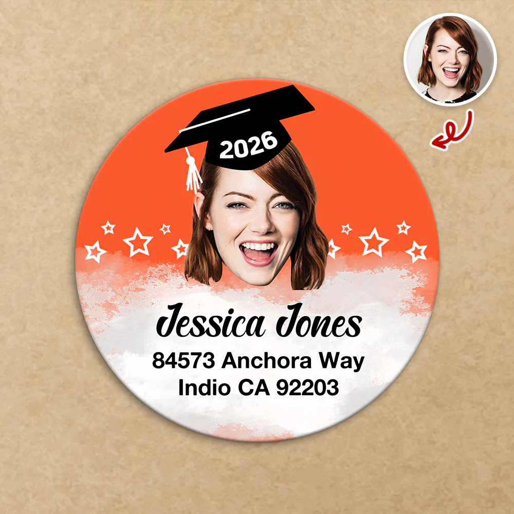 Custom Face Graduation 2026 Return Address Personalized Roll Sticker HA75 920446 - Image 6