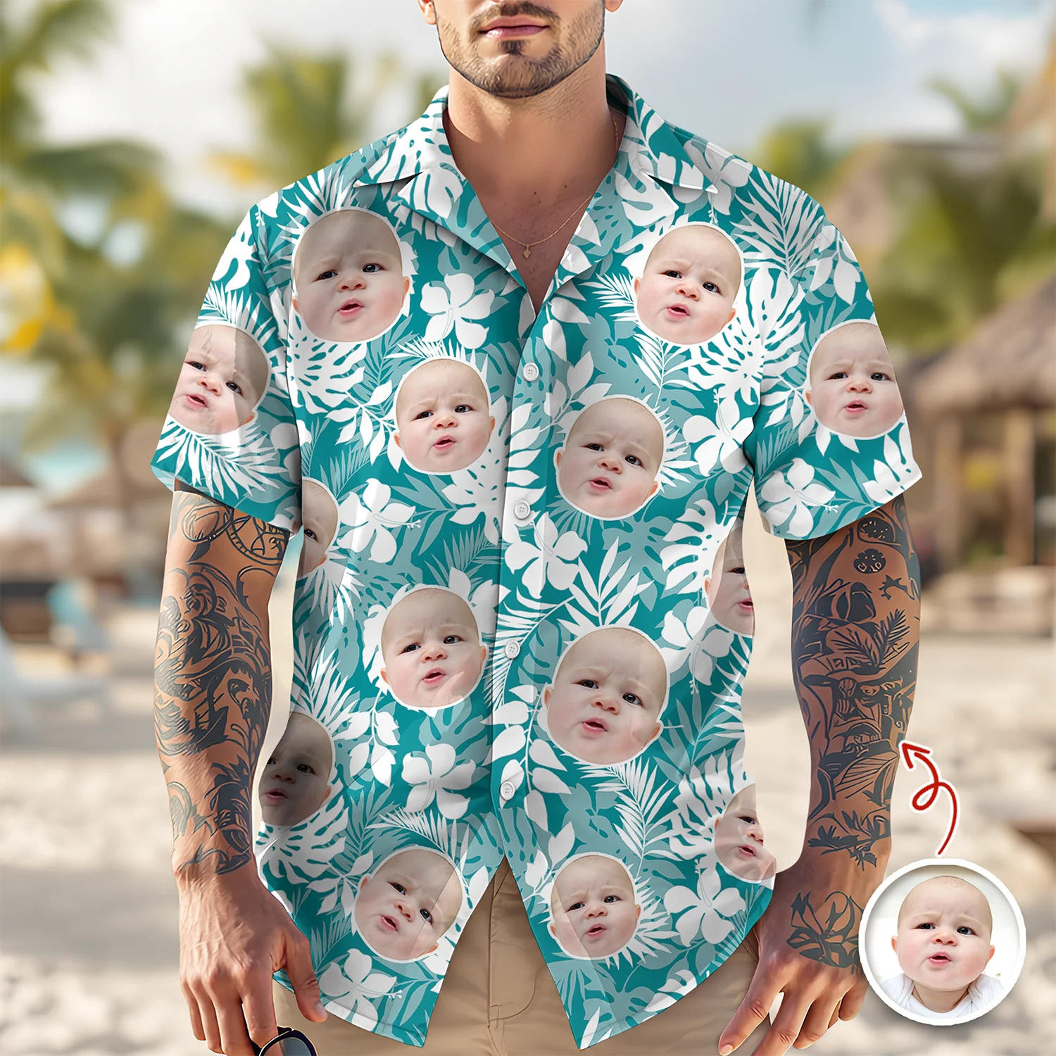 Custom Face Photo Tropical Aloha Hawaii Shirt LM32 669295 - Image 3