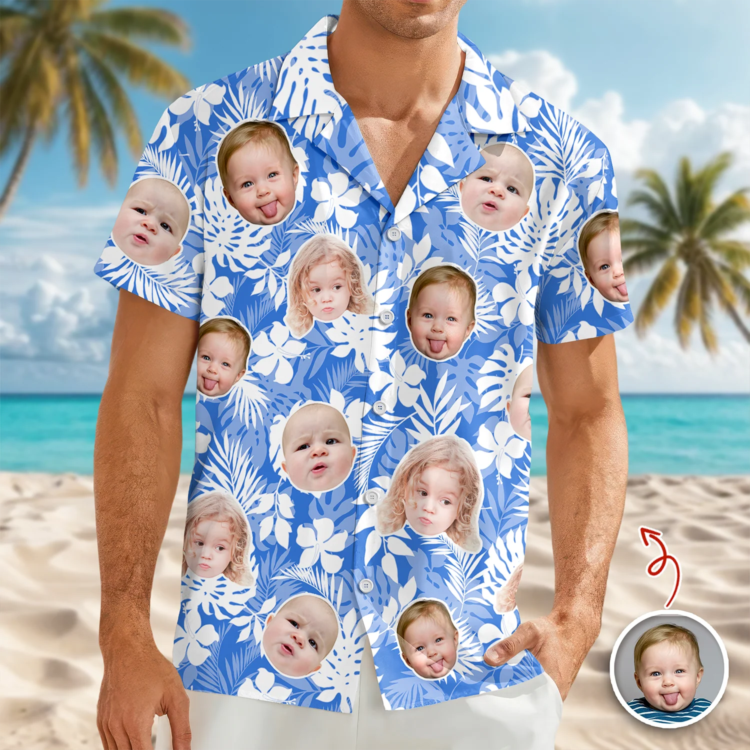 Custom Face Photo Tropical Aloha Hawaii Shirt LM32 669295 - Image 7