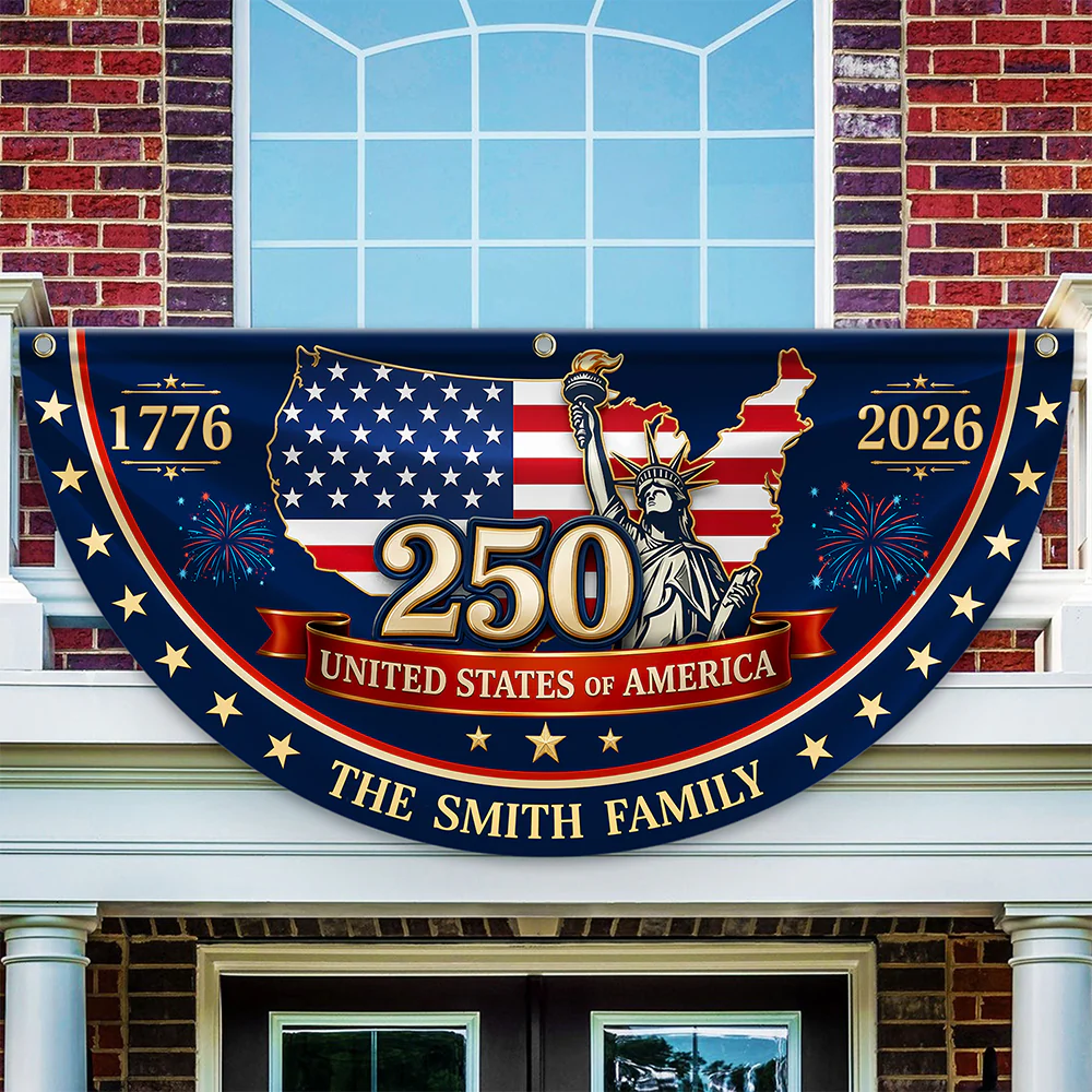 Custom Family Name 250 United States Of America 1776-2026 Non-Pleated Fan Flag CH07 911902 - Image 4