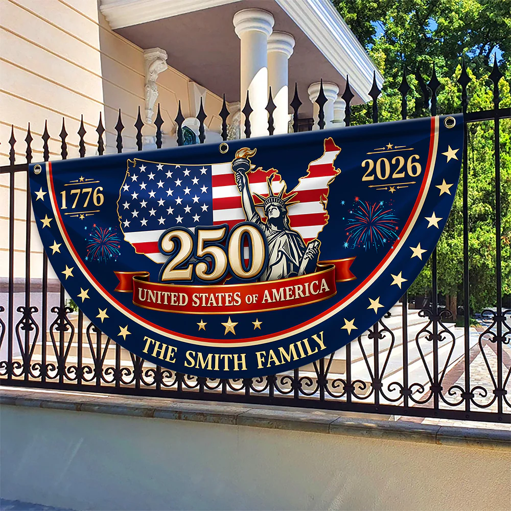 Custom Family Name 250 United States Of America 1776-2026 Non-Pleated Fan Flag CH07 911902 - Image 5