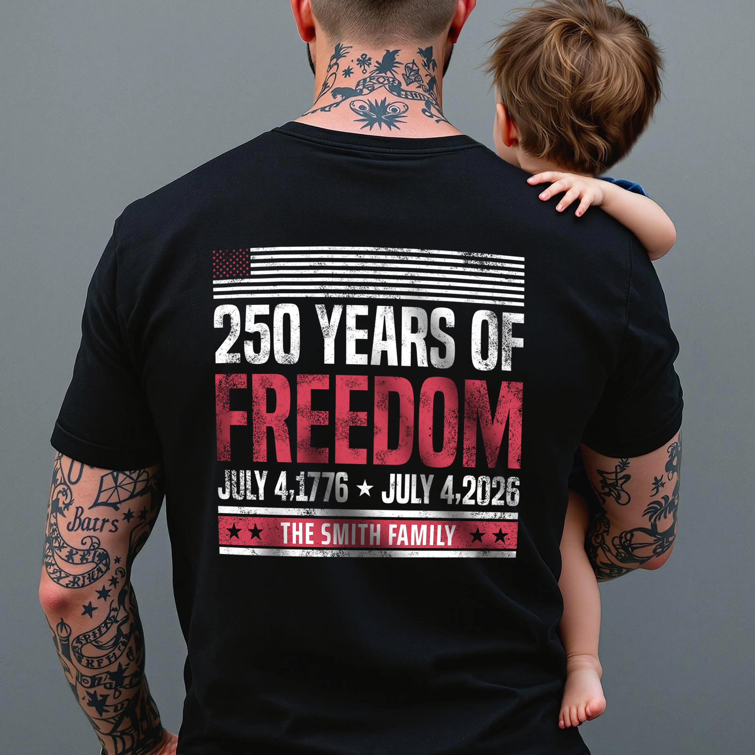 Custom Family Name 250 Years Of Freedom 1776-2026 Back Dark Shirt LM32 895307 - Image 3