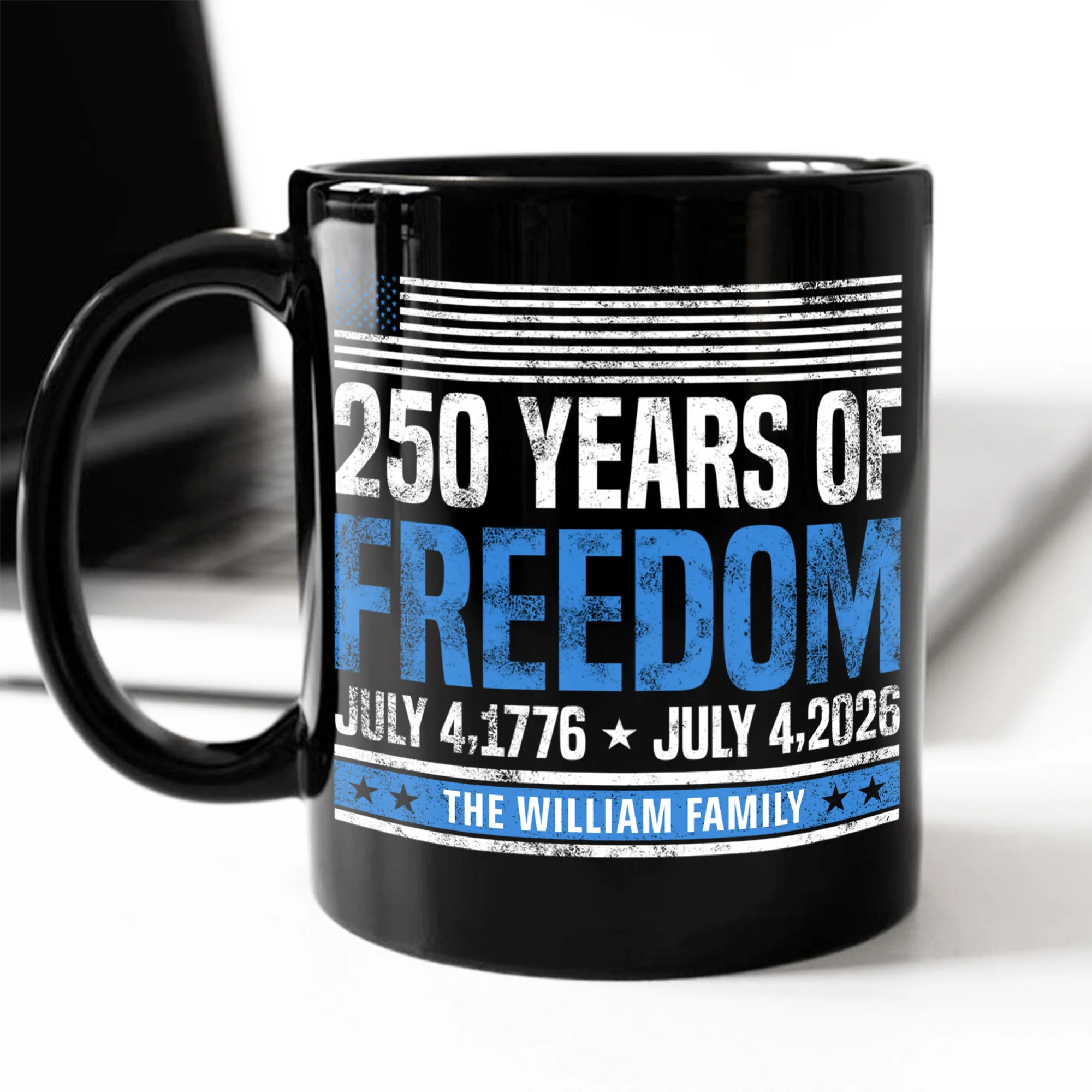 Custom Family Name 250 Years Of Freedom 1776-2026 Black Mug LM32 895309 - Image 2