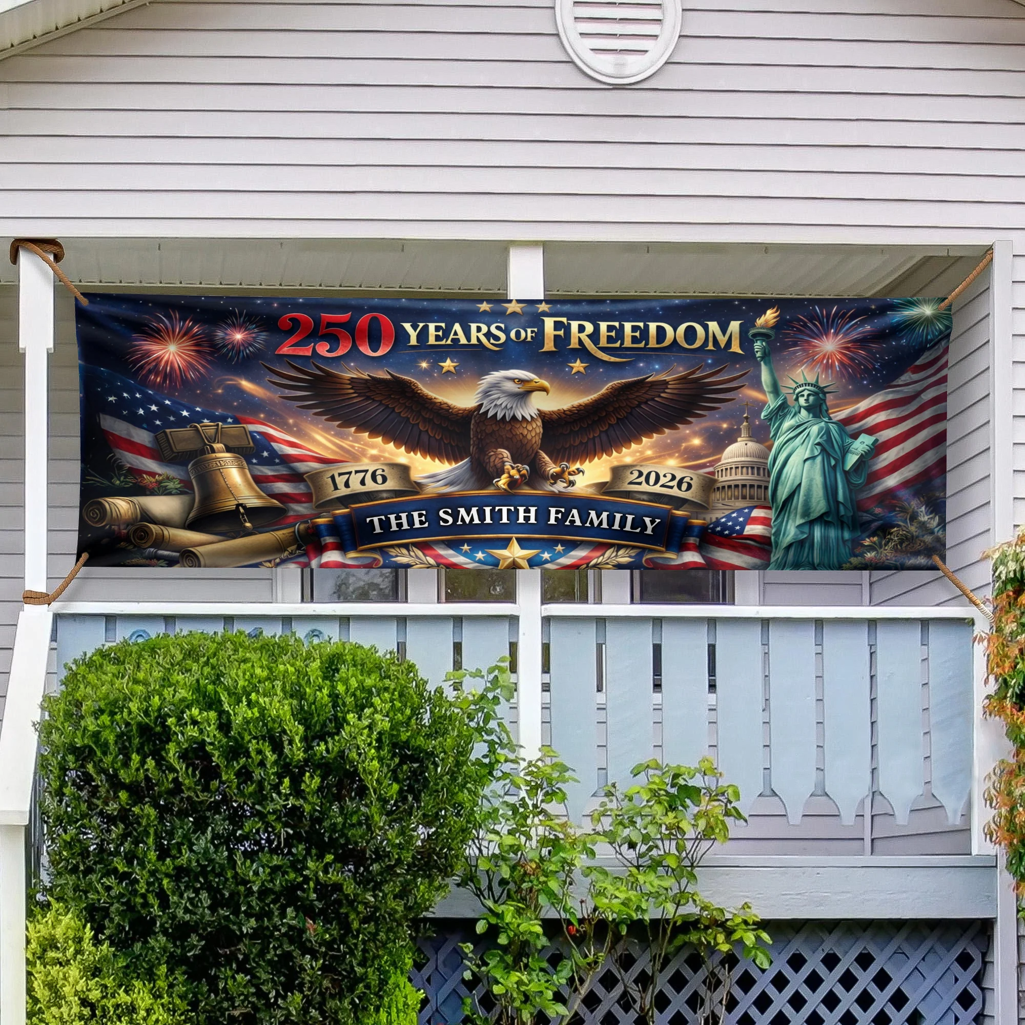 Custom Family Name 250 Years Of Freedom 1776-2026 Eagle Banner HO82 902084 - Image 2