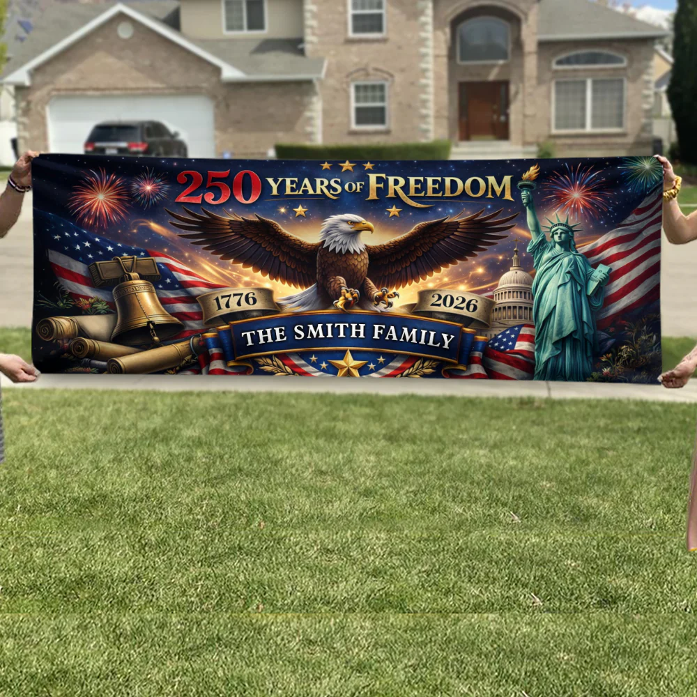 Custom Family Name 250 Years Of Freedom 1776-2026 Eagle Banner HO82 902084 - Image 3