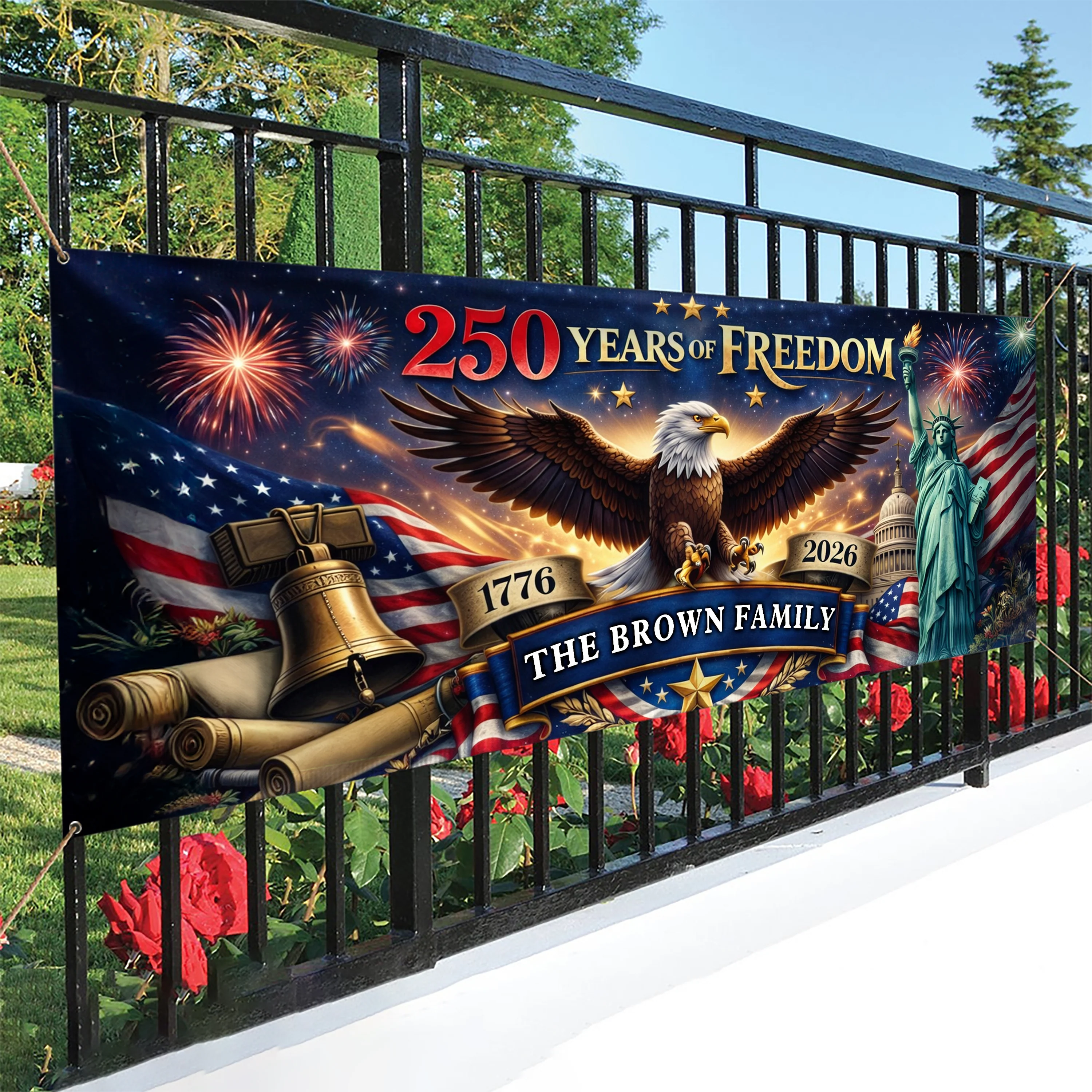 Custom Family Name 250 Years Of Freedom 1776-2026 Eagle Banner HO82 902084 - Image 4