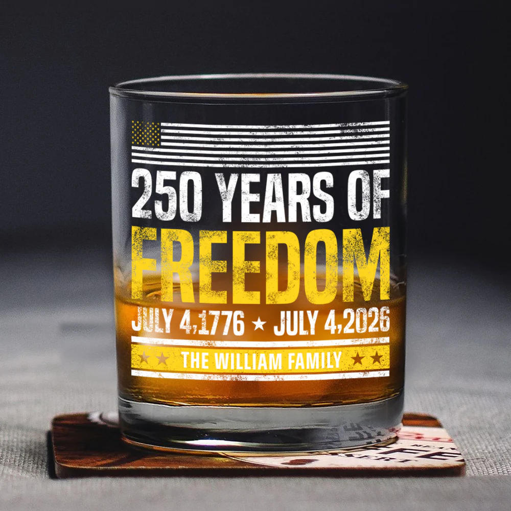 Custom Family Name 250 Years Of Freedom 1776-2026 Print Rock Glass LM32 895313 - Image 5