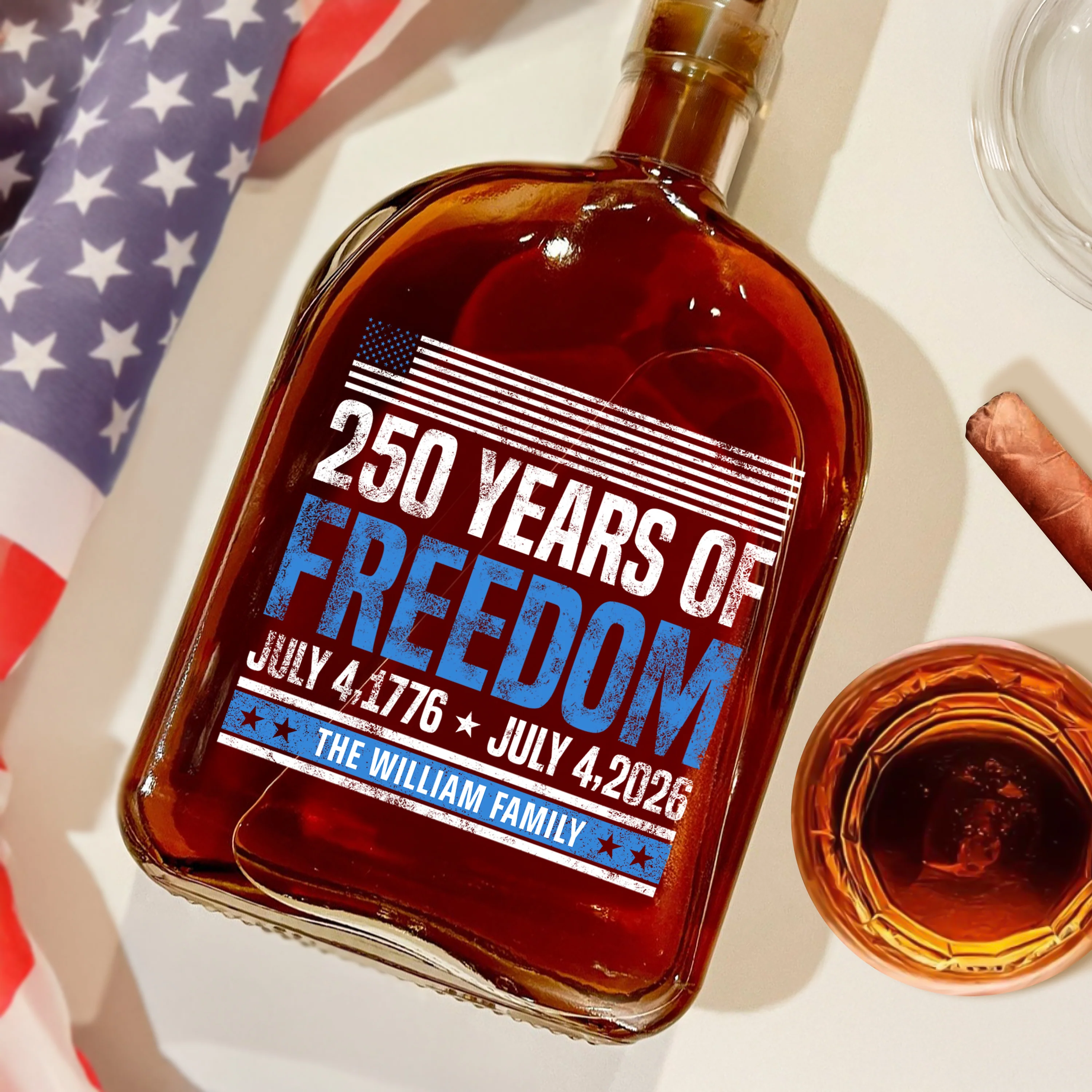 Custom Family Name 250 Years Of Freedom 1776-2026 Whiskey Bottle LM32 895311 - Image 2