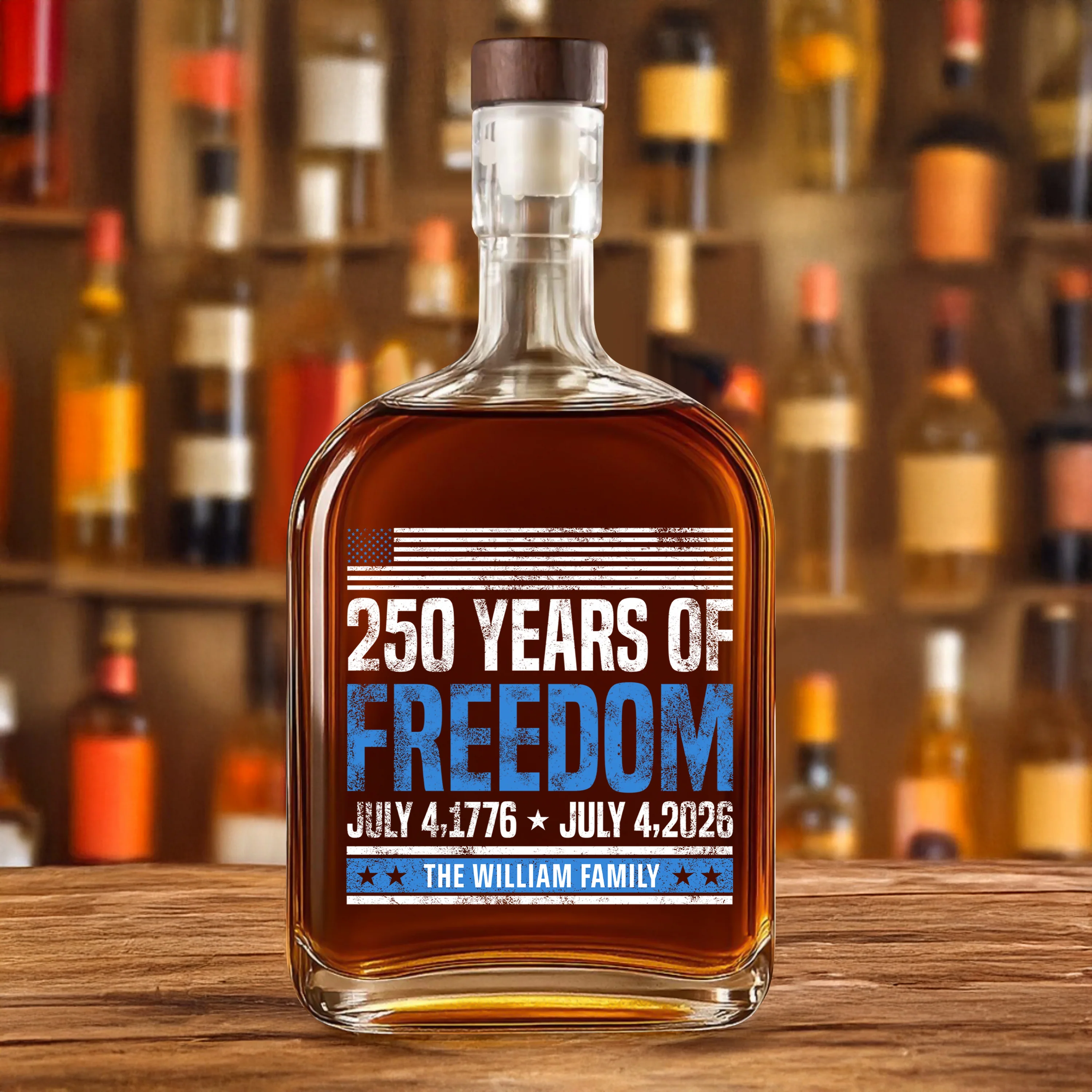 Custom Family Name 250 Years Of Freedom 1776-2026 Whiskey Bottle LM32 895311 - Image 3