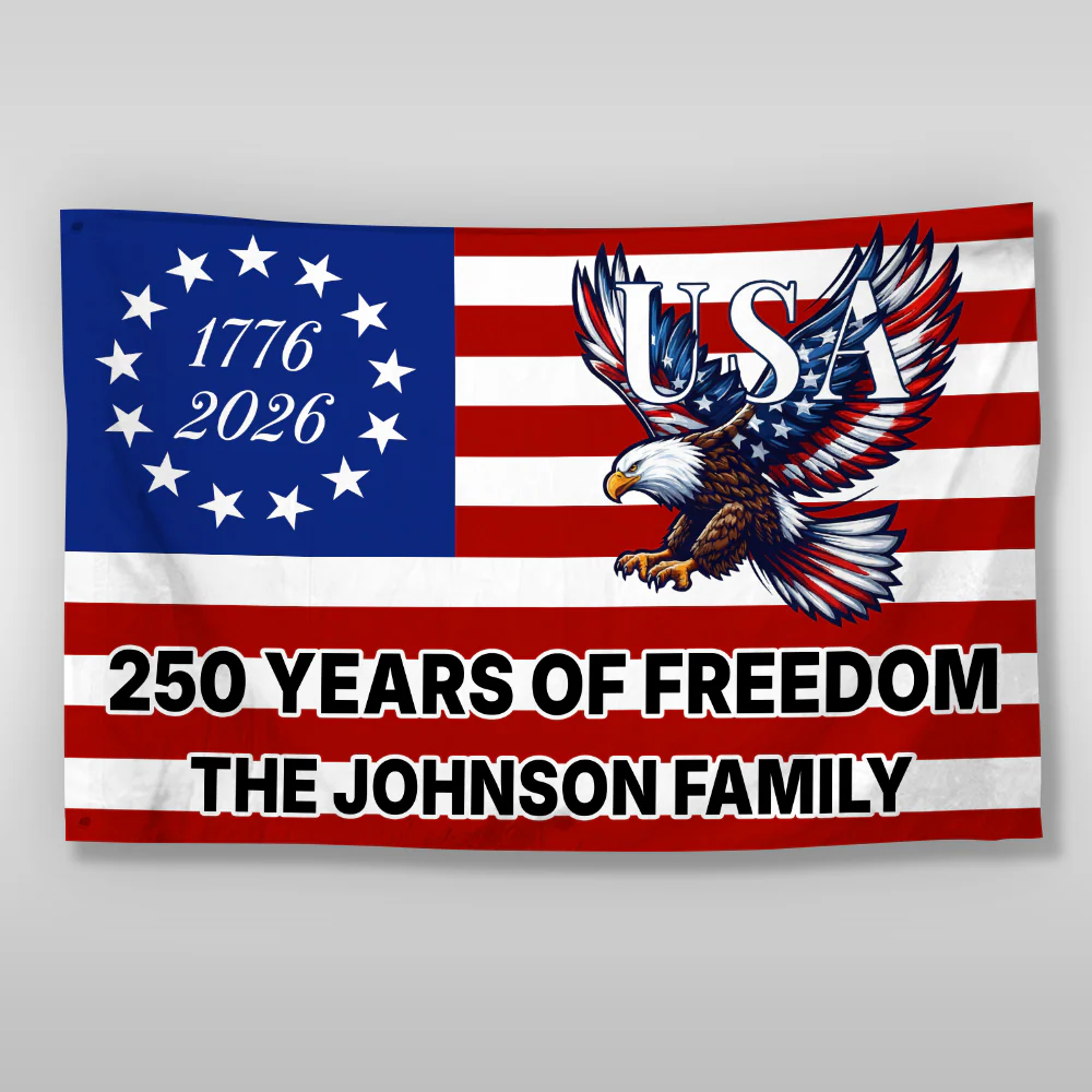 Custom Family Name 250 Years Of Freedom Eagle Patriotic 1776–2026 Banner House Flag HA75 898796 - Image 6