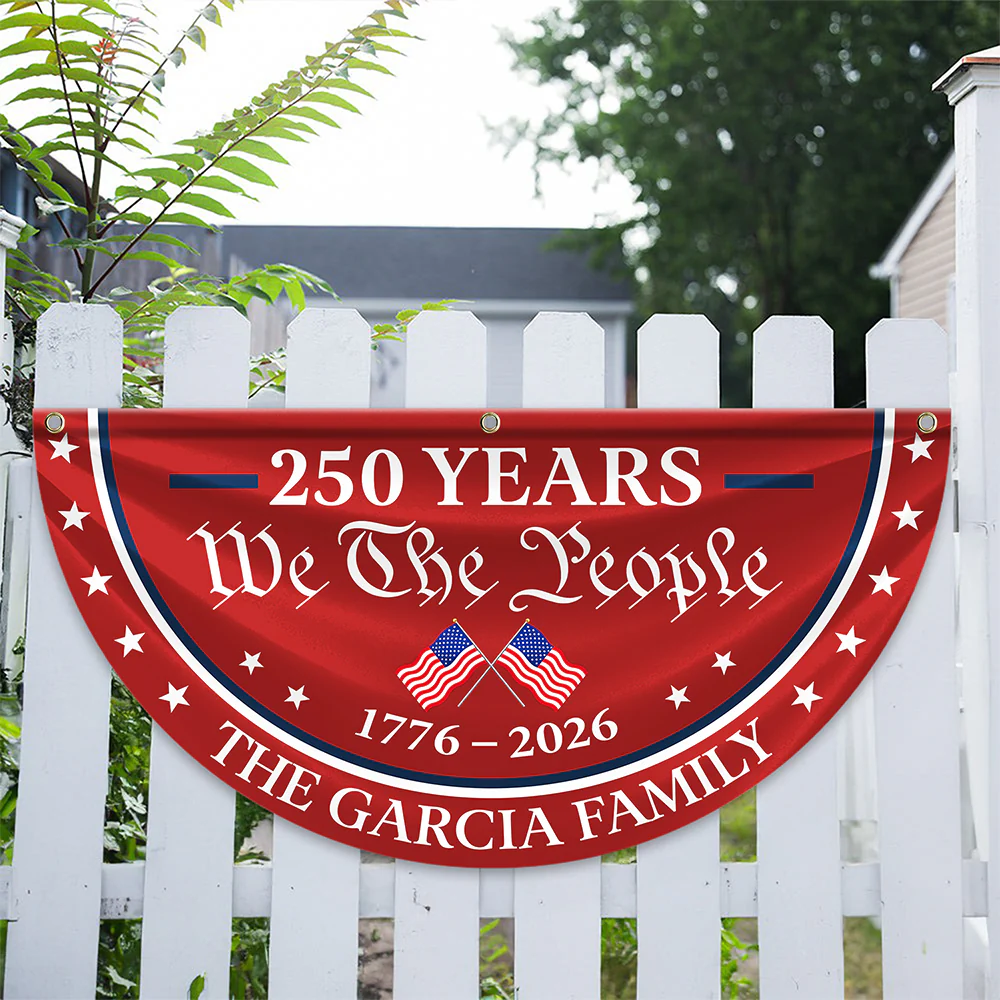 Custom Family Name 250 Years We The People 1776-2026 Non-Pleated Fan Flag LM32 669203 - Image 5