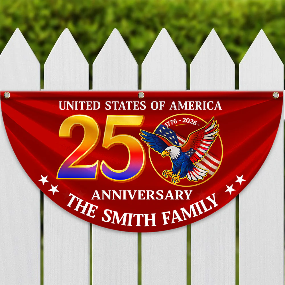 Custom Family Name 250th Anniversary United States of America Eagle Patriotic Non-Pleated Fan Flag HA75 920570 - Image 6