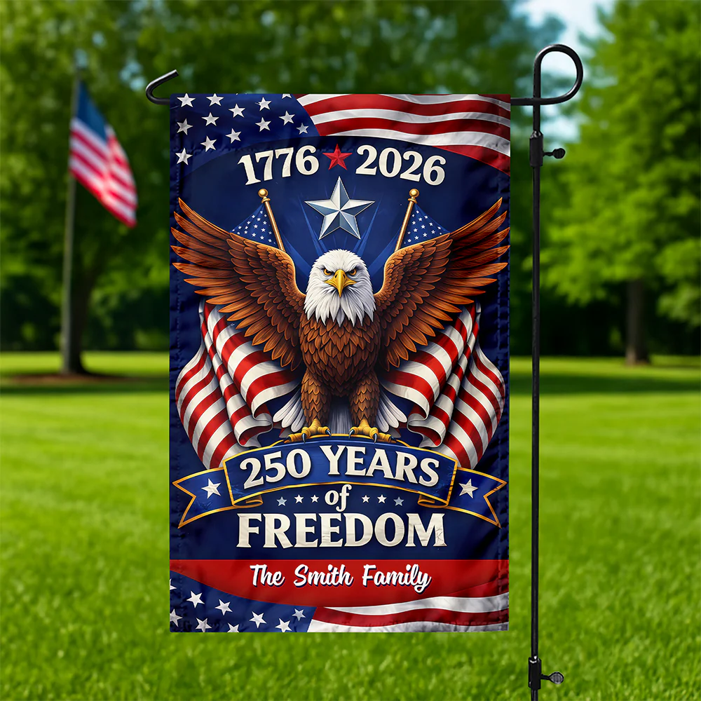 Custom Family Name 250 Years Of Freedom America 1776-2026 Eagle Garden Flag CH07 910648 - Image 2