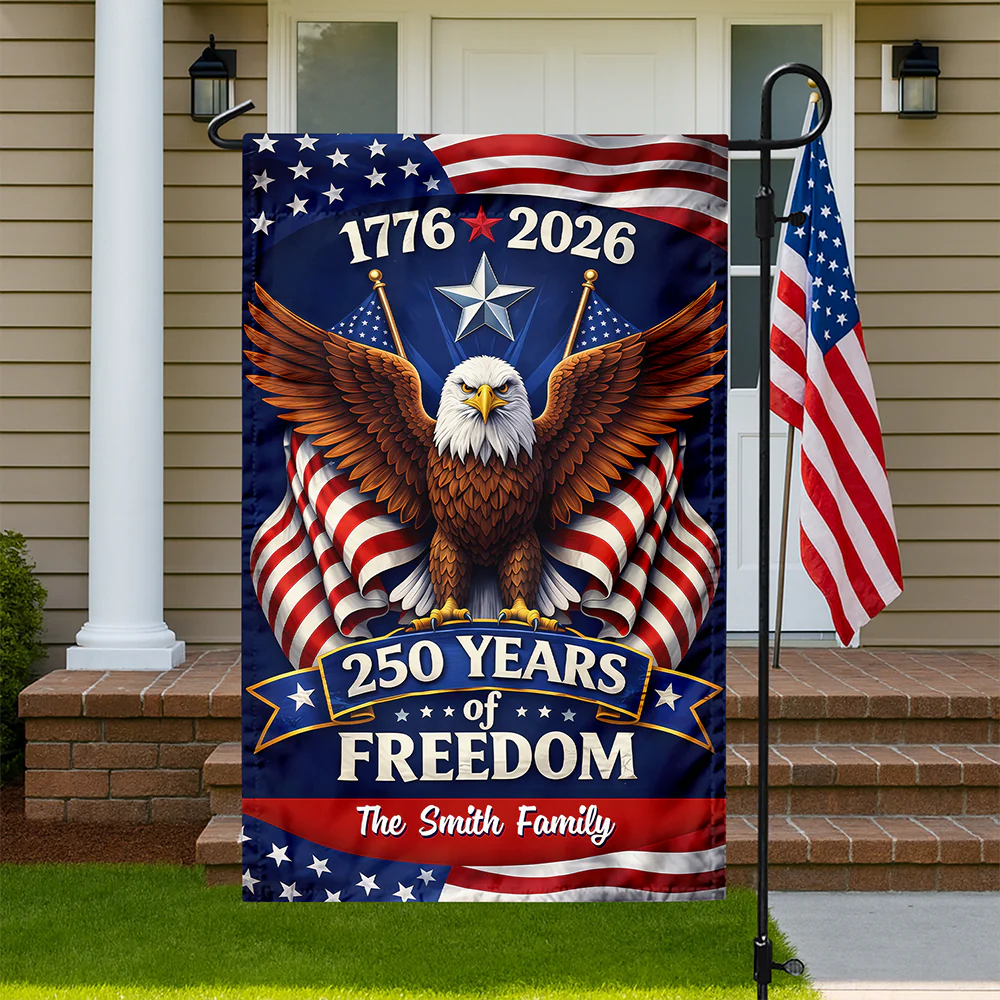 Custom Family Name 250 Years Of Freedom America 1776-2026 Eagle Garden Flag CH07 910648 - Image 3