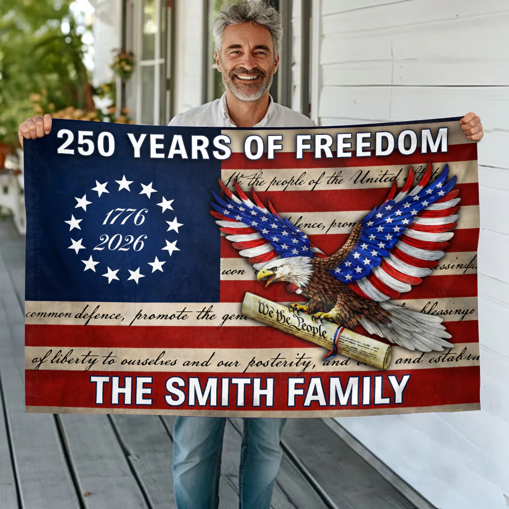 Custom Family Name USA 250 Years of Freedom House Flag HO82 901602 - Image 2
