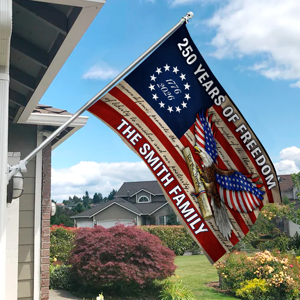 Custom Family Name USA 250 Years of Freedom House Flag HO82 901602 - Image 3