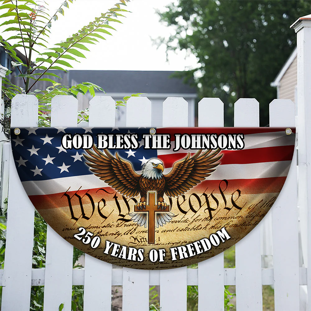 Custom Family Name 250 Years Of Freedom Non-Pleated Fan Flag TH10 169081 - Image 5