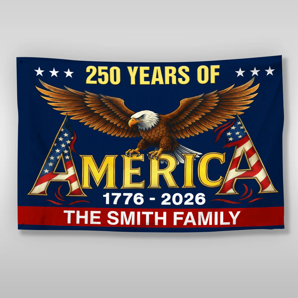 Custom Family Name America 250th Anniversary Eagle 1776-2026 House Flag HO82 901598 - Image 3