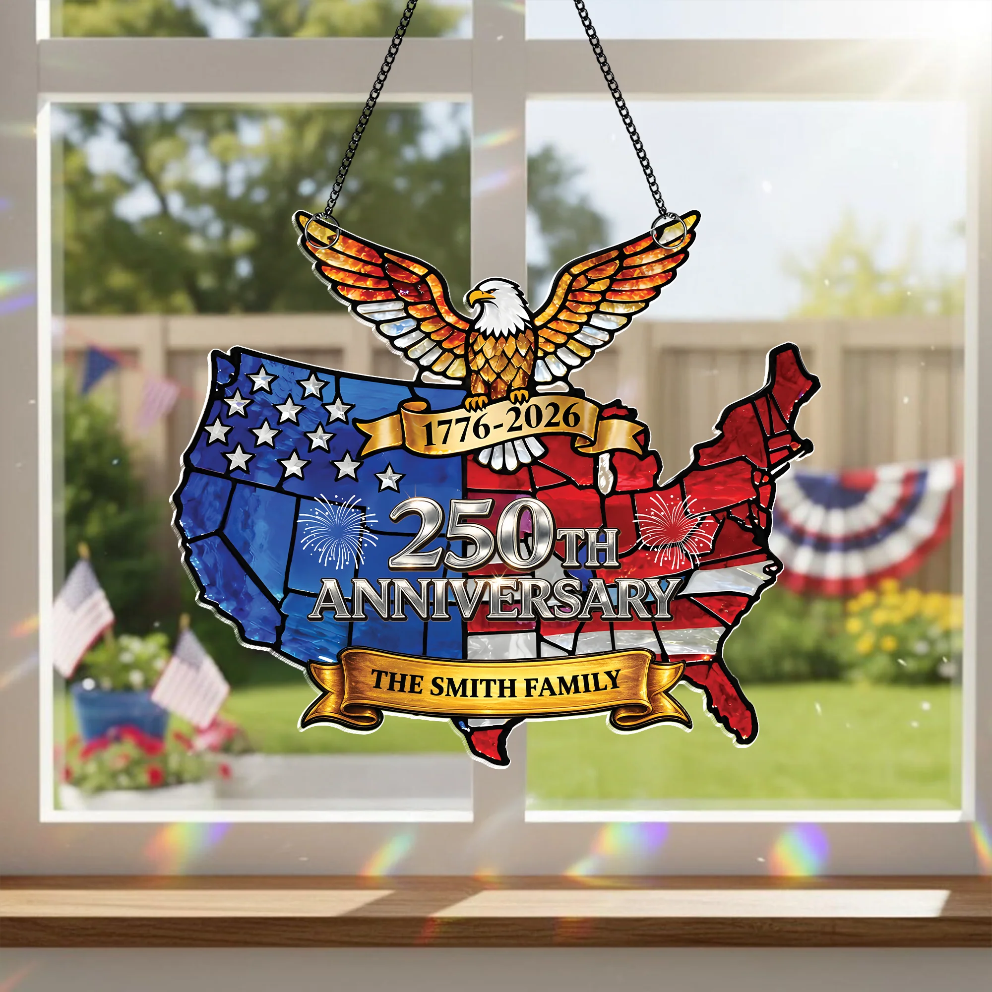 Custom Family Name American Eagle 250th Anniversary Acrylic Suncatcher CH07 910620 - Image 4