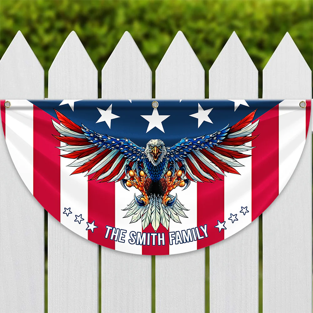 Custom Family Name American Flag Patriotic Eagle American Non-Pleated Fan Flag HA75 898788 - Image 6