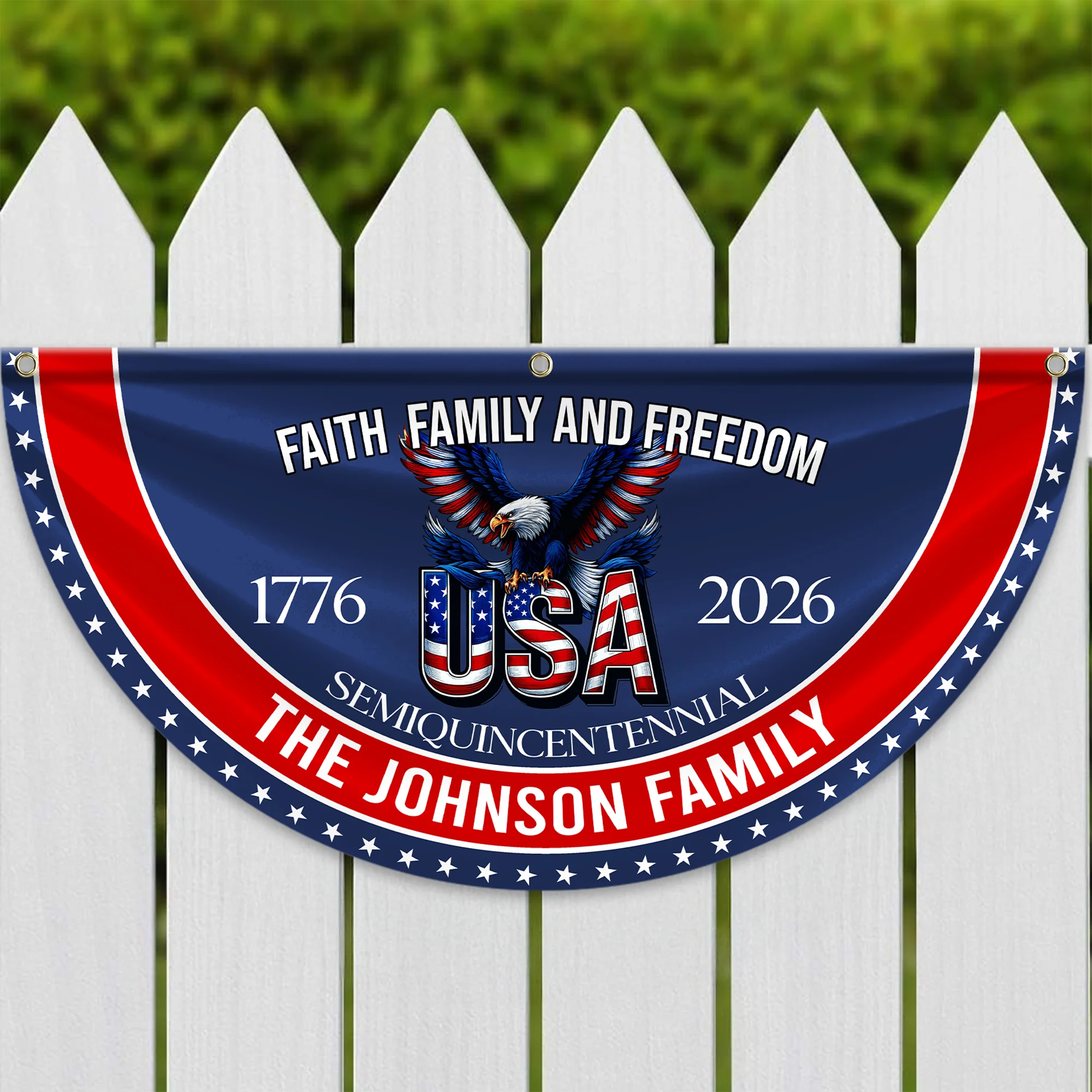 Custom Family Name Faith, Family & Freedom 250th Anniversary of America Non-Pleated Fan Flag CH07 910236 - Image 6
