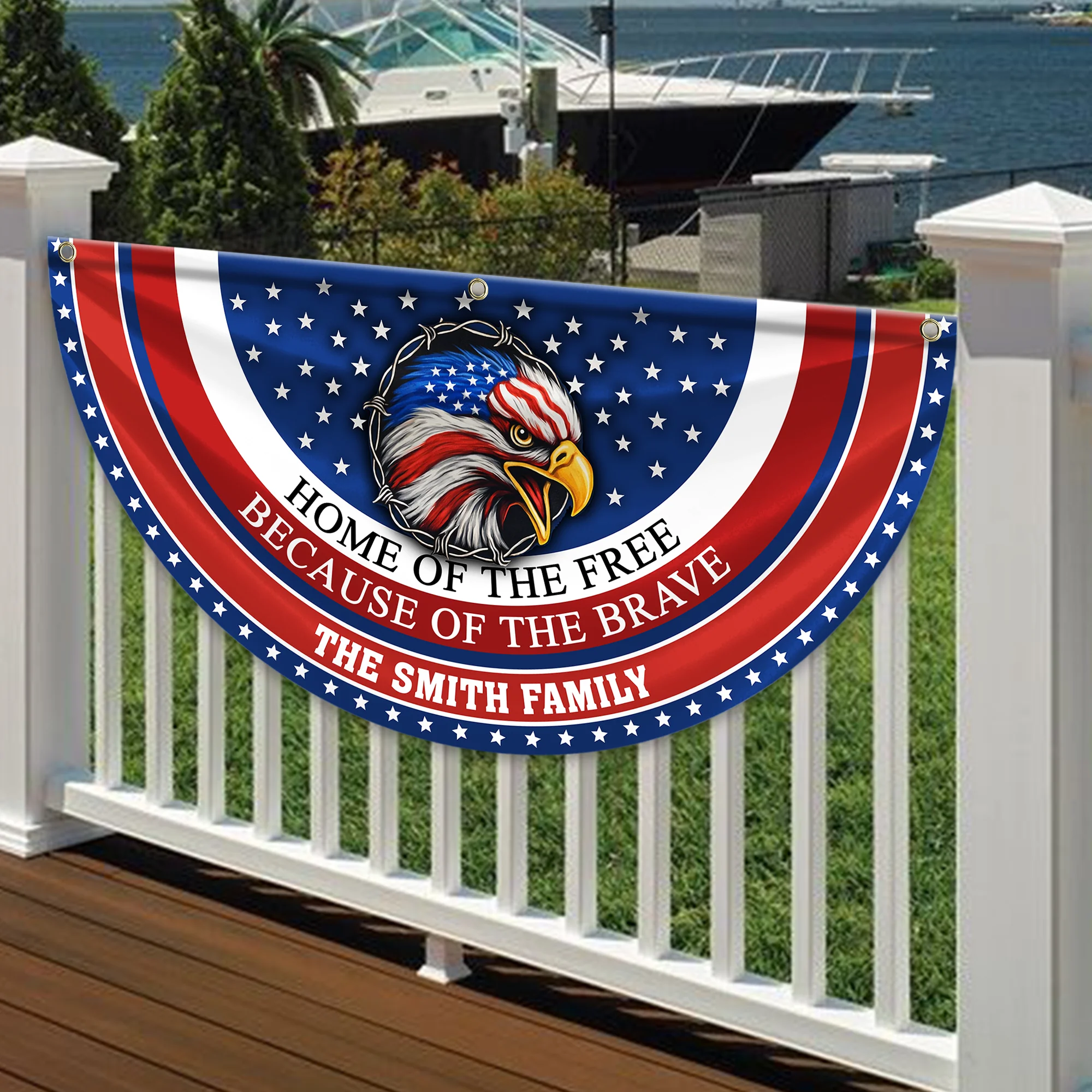 Custom Family Name Home Of The Free Because Of The Brave Non-Pleated Fan Flag CH07 910180 - Image 4
