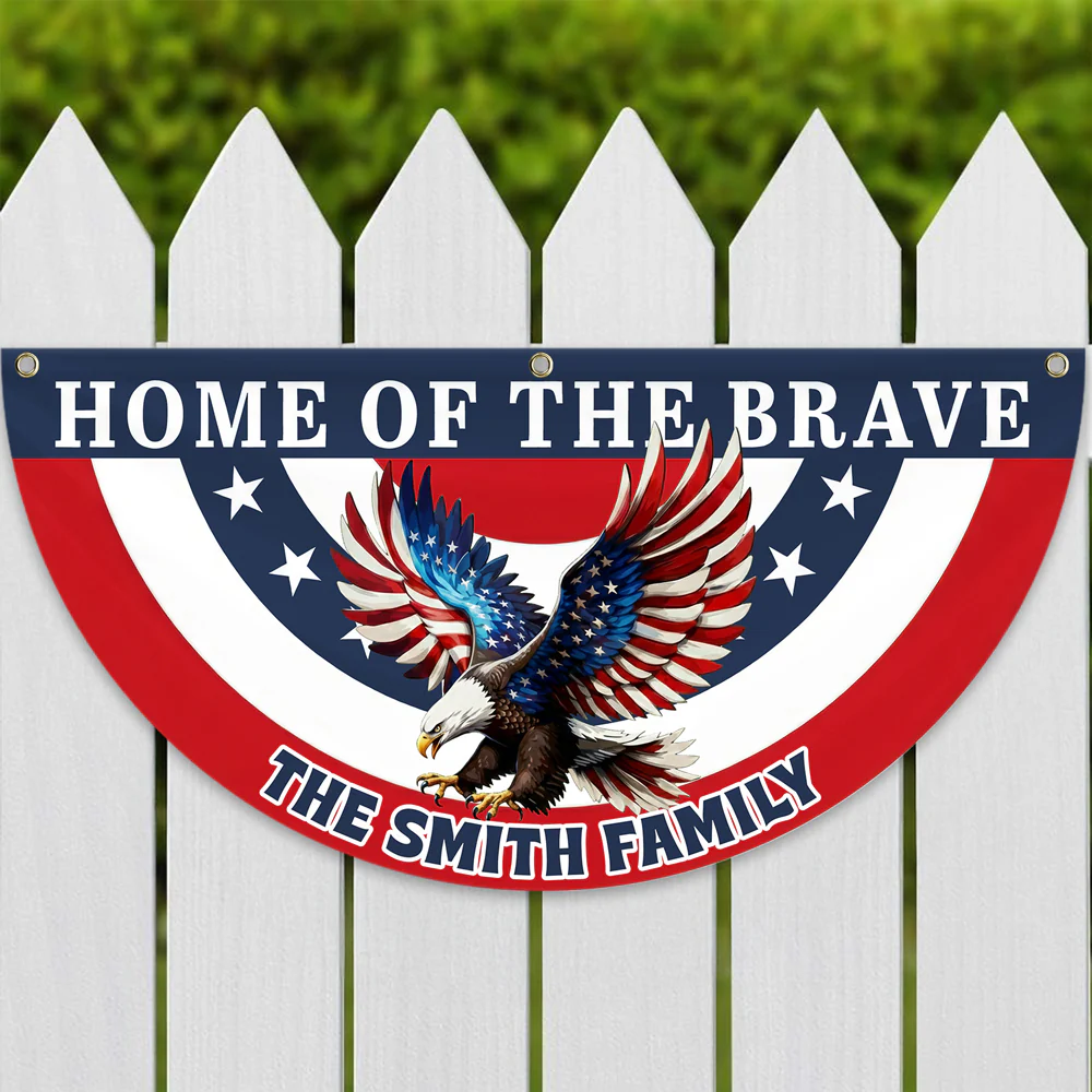 Custom Family Name Home Of The Brave Patriotic Eagle Non-Pleated Fan Flag HO82 901942 - Image 7