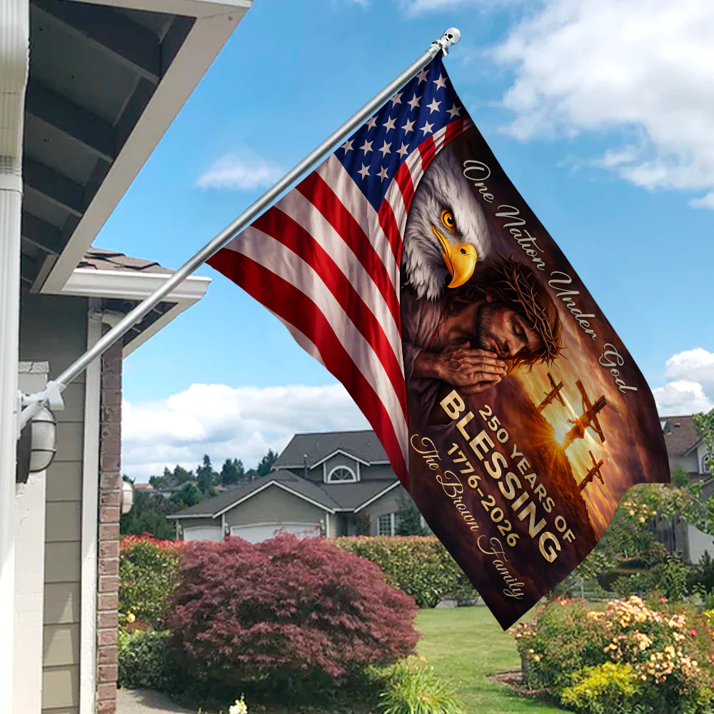 Custom Family Name One Nation Under God 250 Years of Blessing 1776 - 2026 House Flag HO82 902108 - Image 2