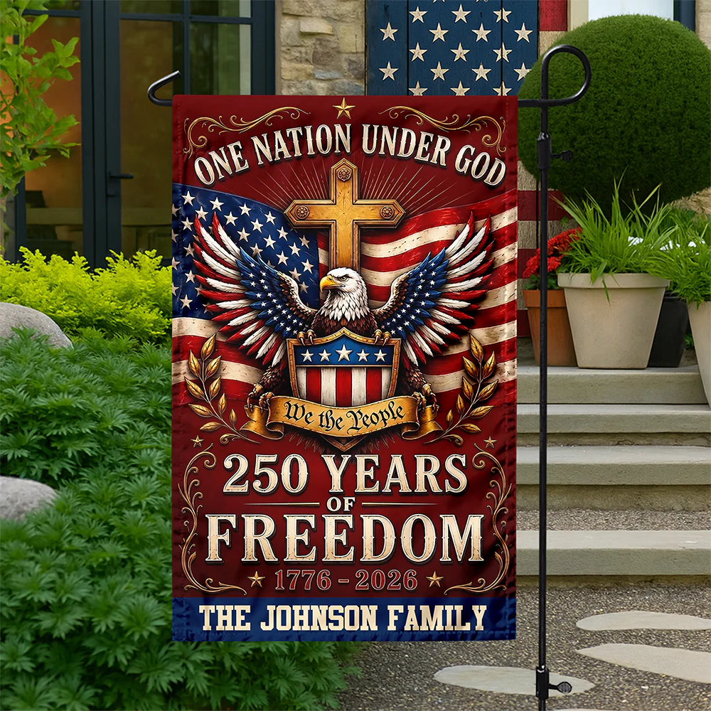 Custom Family Name One Nation Under God 250 Years Of Freedom 1776-2026 Garden Flag CH07 911772 - Image 2