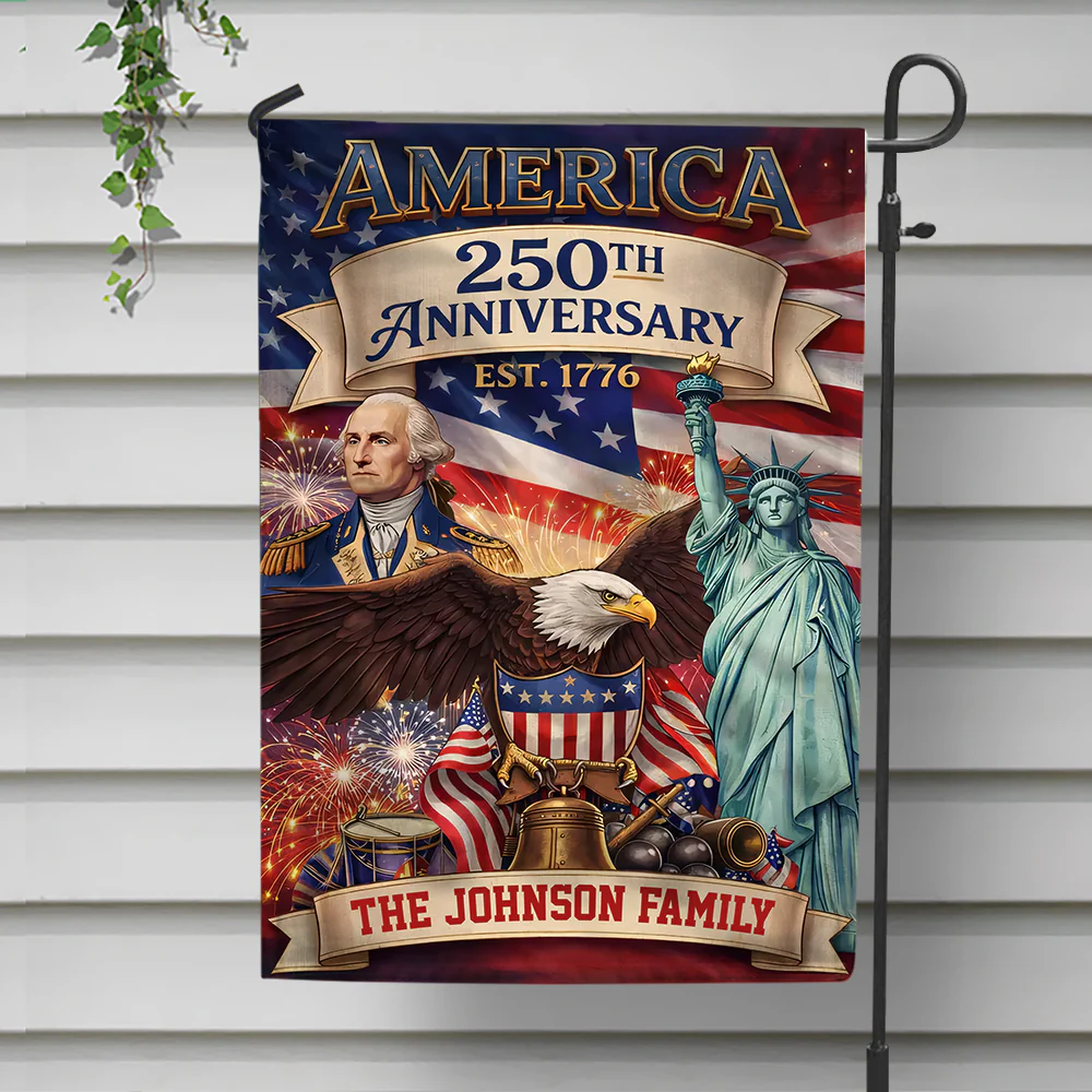 Custom Family Name USA 250th Anniversary Garden Flag LM32 897965 - Image 2