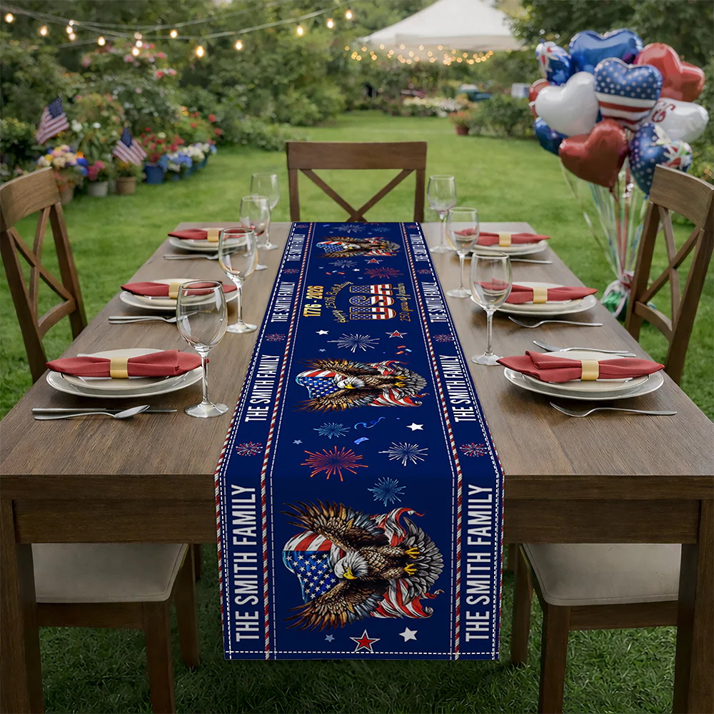 Custom Family Name USA Happy 250th Birthday 1776-2026 Eagle Table Runner TH10 169597 - Image 4