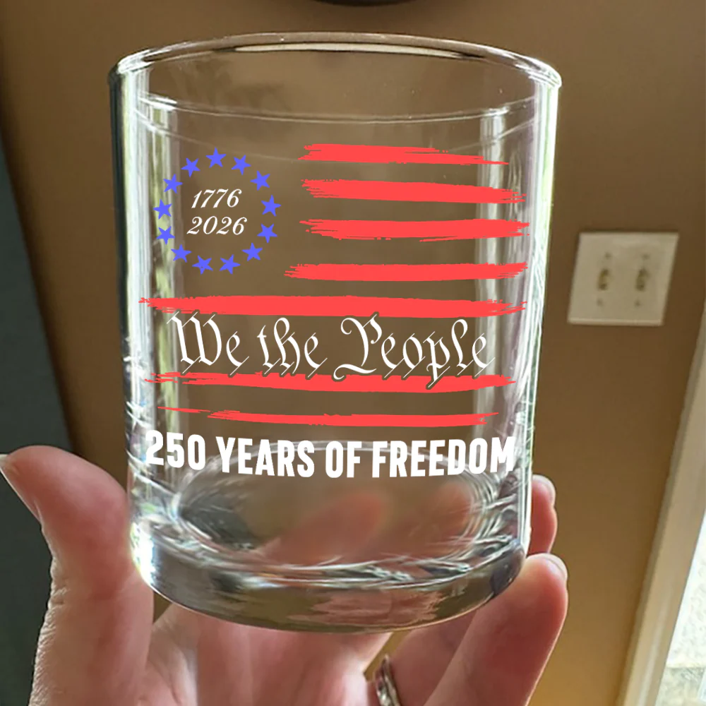 Custom Family Name We The People 250 Years of Freedom 1776-2026 America Flag Whiskey Glass LM32 669347 - Image 3
