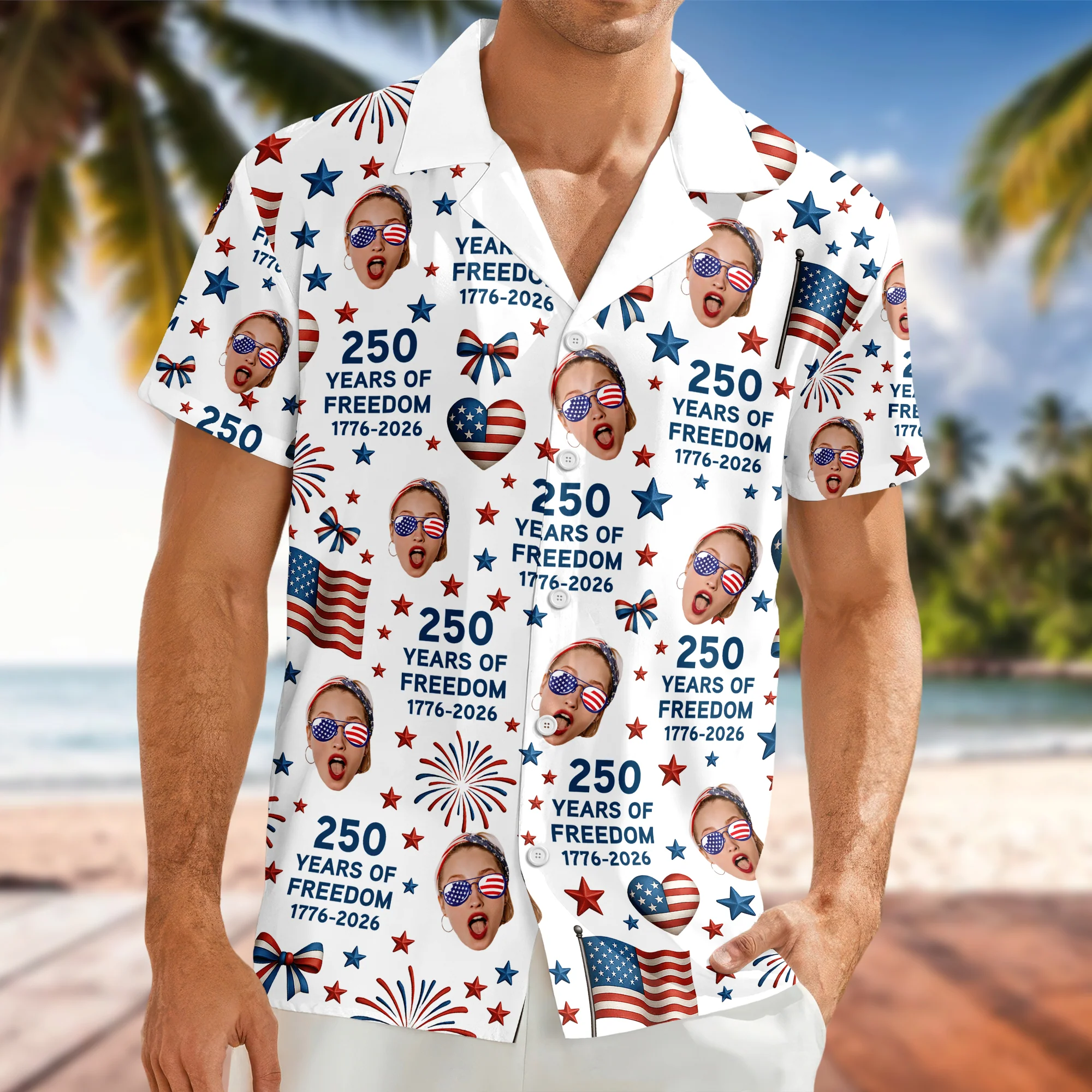 Custom Funny Face 250 Years Of Freedom 1776-2026 Hawaii shirt HO82 901702 - Image 7