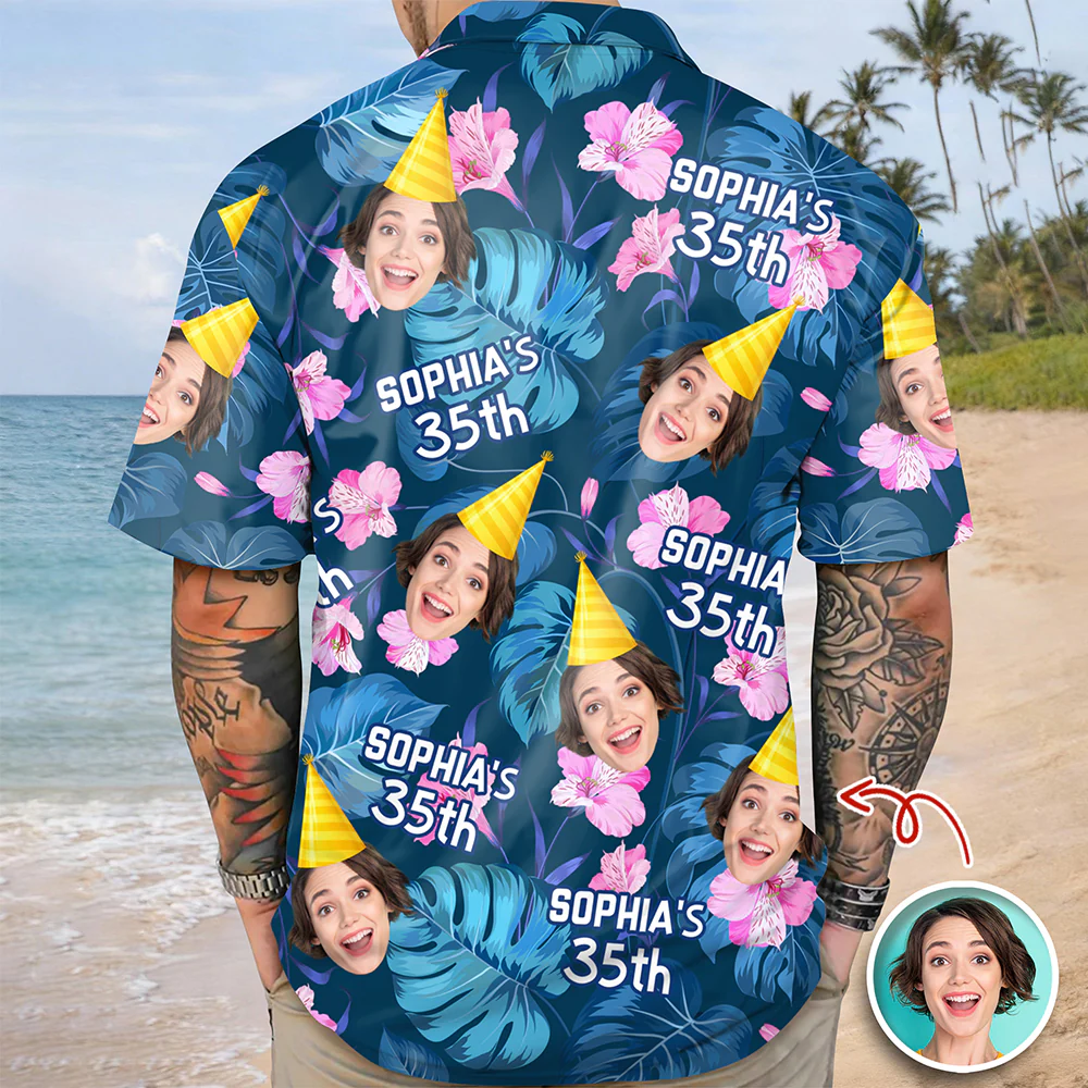 Custom Funny Face Birthday Aloha Hawaiian Shirt - Personalized Shirt Gift for Beach Party Outfit HA75 921118 - Image 3