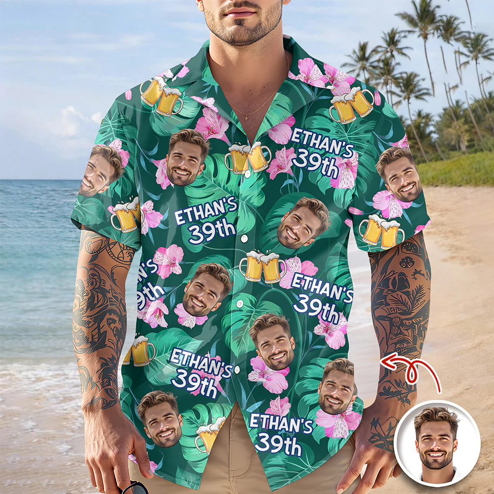 Custom Funny Face Birthday Aloha Hawaiian Shirt - Personalized Shirt Gift for Beach Party Outfit HA75 921118 - Image 6