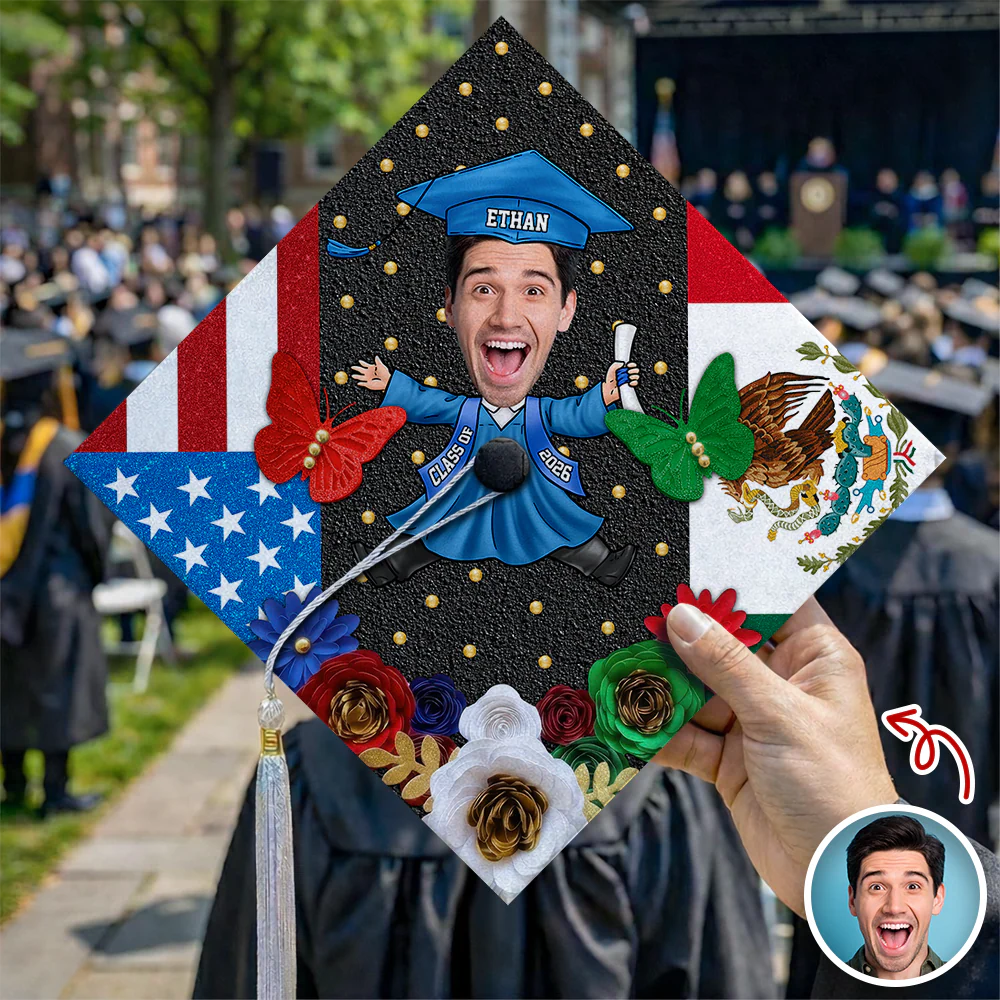 Custom Funny Face Class Of 2026 Country Flag Graduation Cap Topper TH10 169203 - Image 4