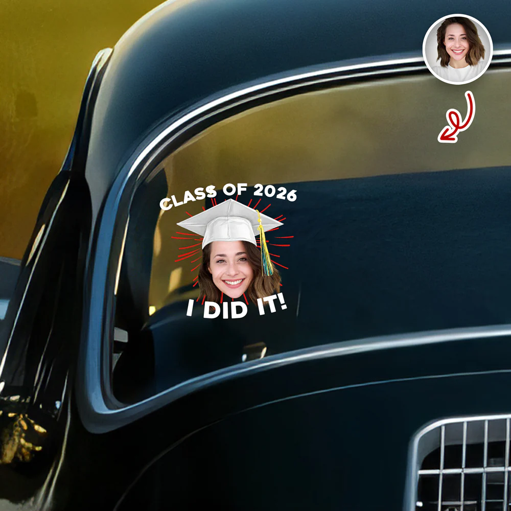 Custom Funny Face Class Of 2026 Graduation Car Window Decal Sticker HA75 920432 - Image 6