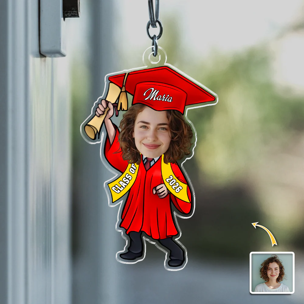 Custom Funny Face Class of 2026 Graduation Keychain, Personalized Gift for Graduate TH10 169163 - Image 4