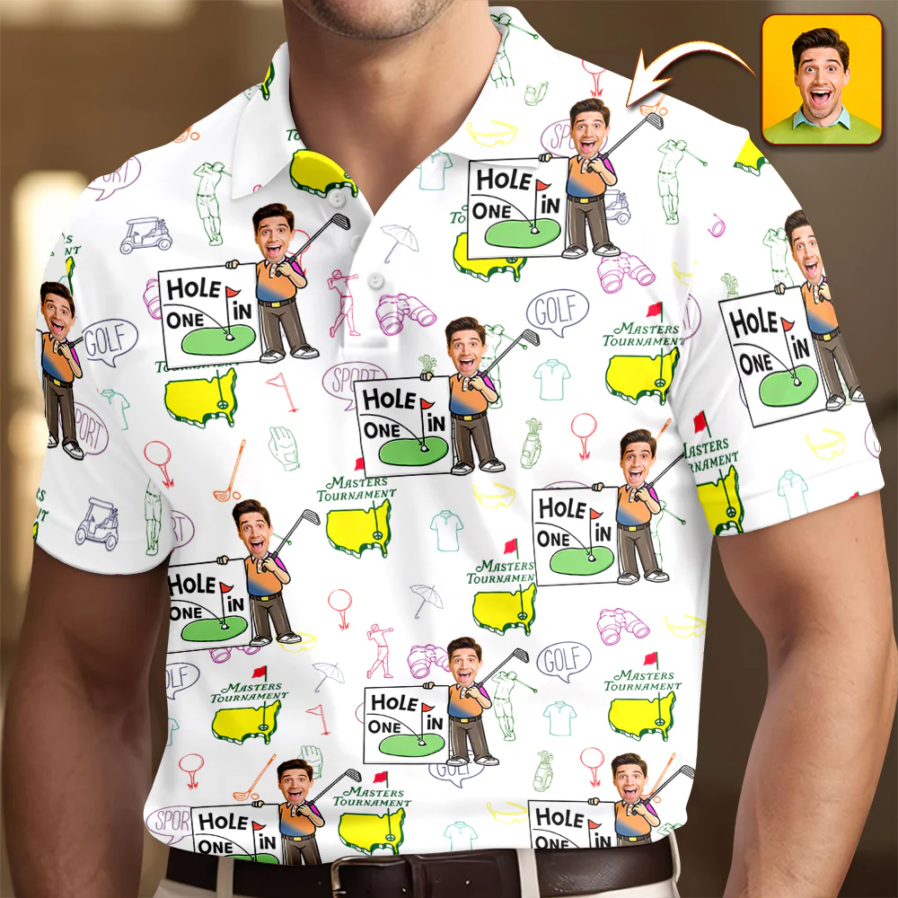 Custom Funny Face Golf Masters Tournament Polo Shirt Personalized Gift For Golfer LM32 897621 - Image 2