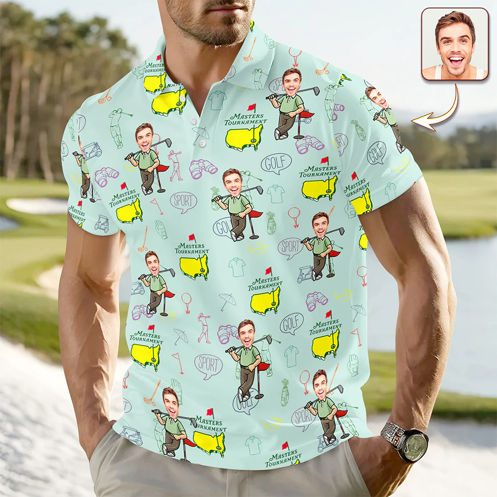 Custom Funny Face Golf Masters Tournament Polo Shirt Personalized Gift For Golfer LM32 897621 - Image 3