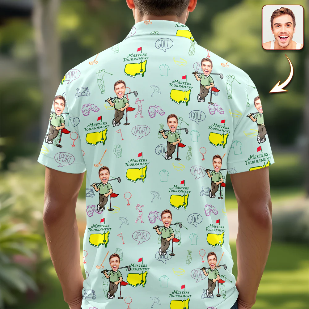 Custom Funny Face Golf Masters Tournament Polo Shirt Personalized Gift For Golfer LM32 897621 - Image 5